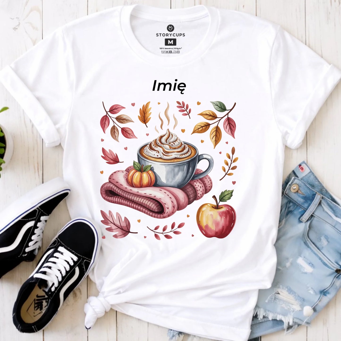 Koszulka damska jesienna - Przytulna jesień - personalizowana JS29 - StoryCups.pl