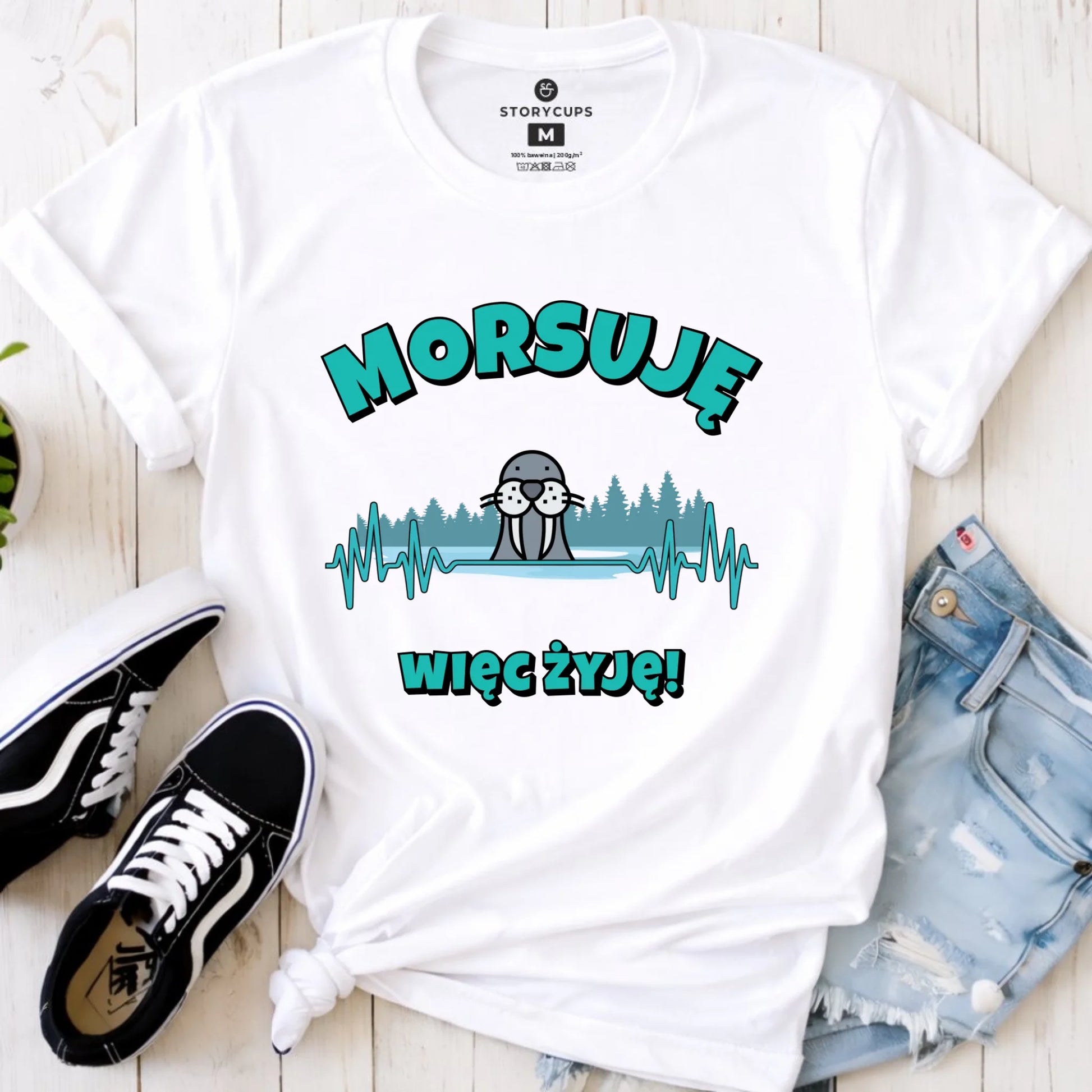 Koszulka damska - prezent dla morsa - Morsuję więc żyję - Mors HM02 - StoryCups.pl