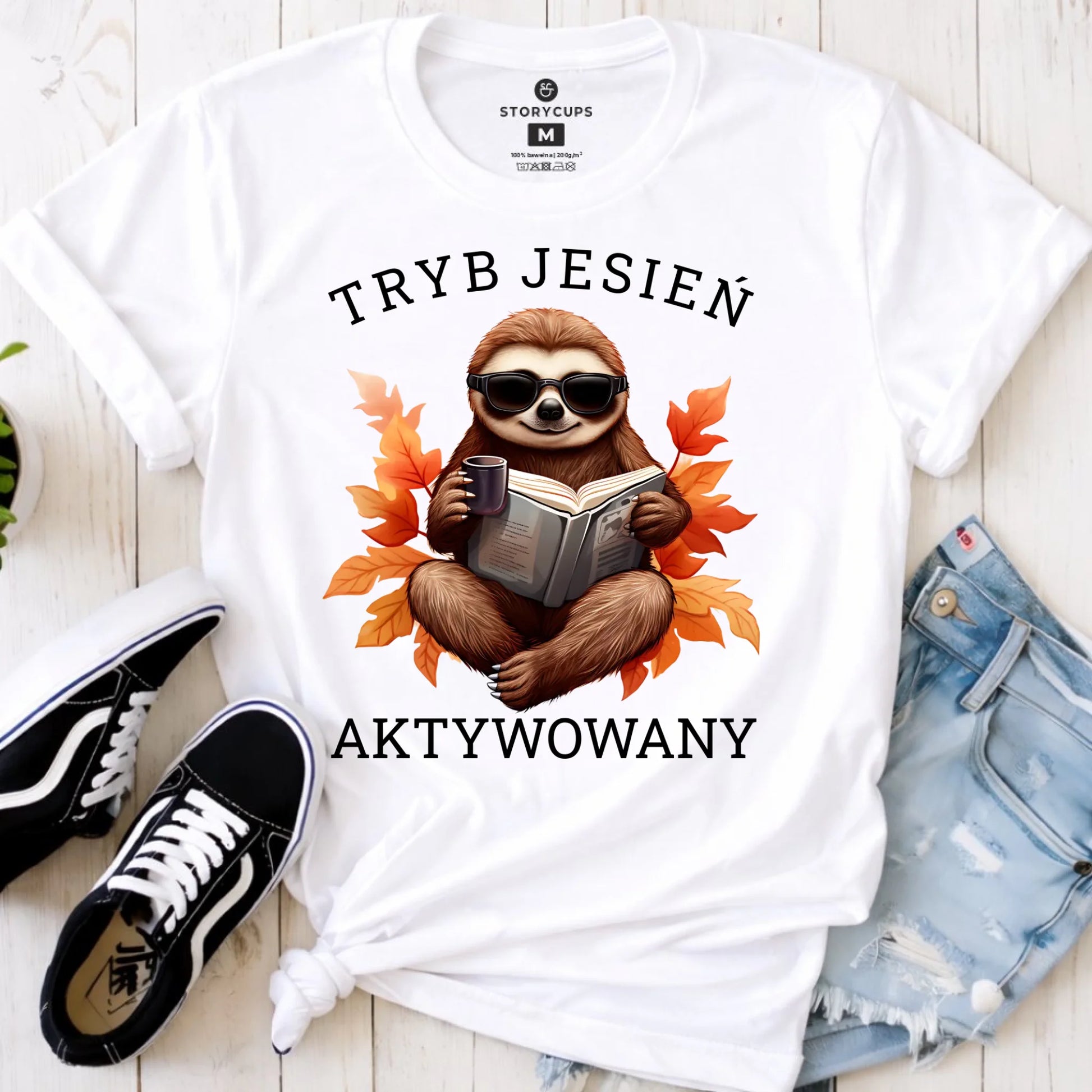 Koszulka damska jesienna - Leniwiec - Tryb jesień aktywowany JS23 - StoryCups.pl