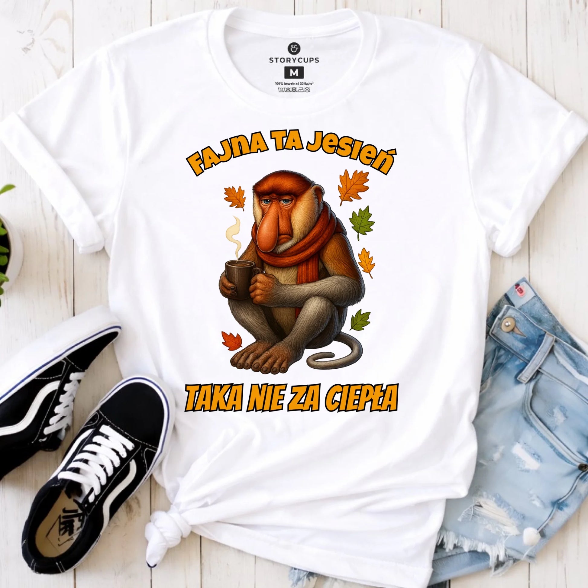 Koszulka damska jesienna - Janusz Nosacz - Fajna ta jesień, taka nie za ciepła JS21 - StoryCups.pl
