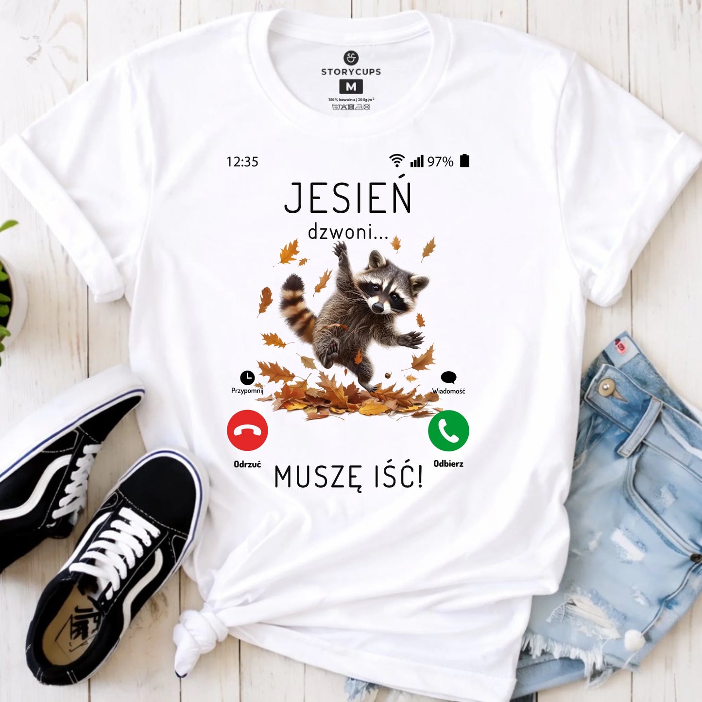 Koszulka damska jesienna - Jesień dzwoni muszę iść JS18 - StoryCups.pl