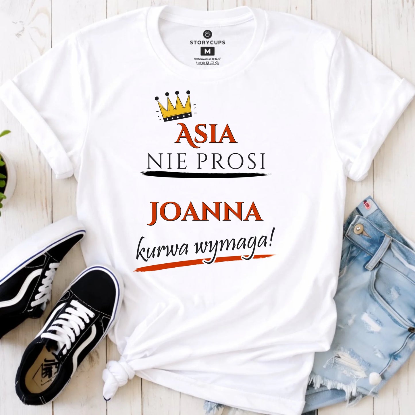 Koszulka damska - Nie prosi, ku**a wymaga - bez cenzury - personalizowana DZ18 - StoryCups.pl