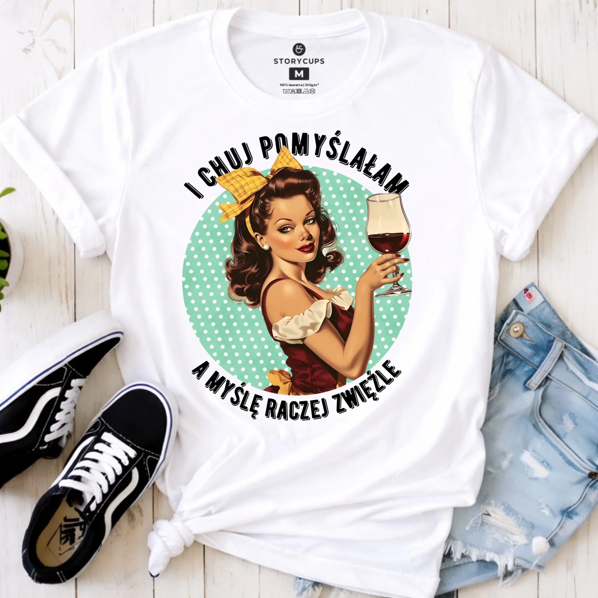 Koszulka damska retro - I ch*j pomyślałam, a myślę raczej zwięźle – bez cenzury DZ13 - StoryCups.pl