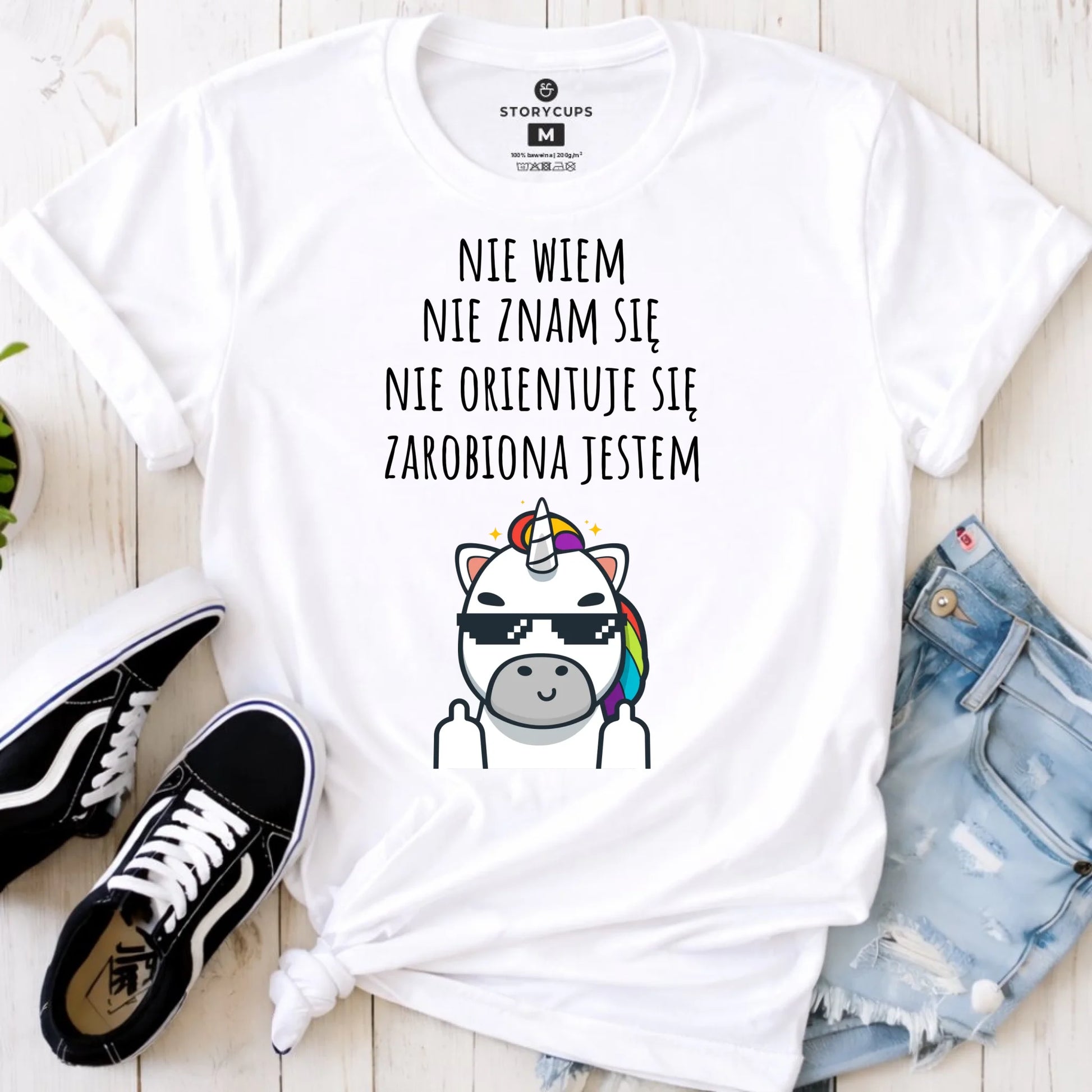 Koszulka damska - Nie wiem, nie znam się, zarobiona jestem DZ05 - StoryCups.pl