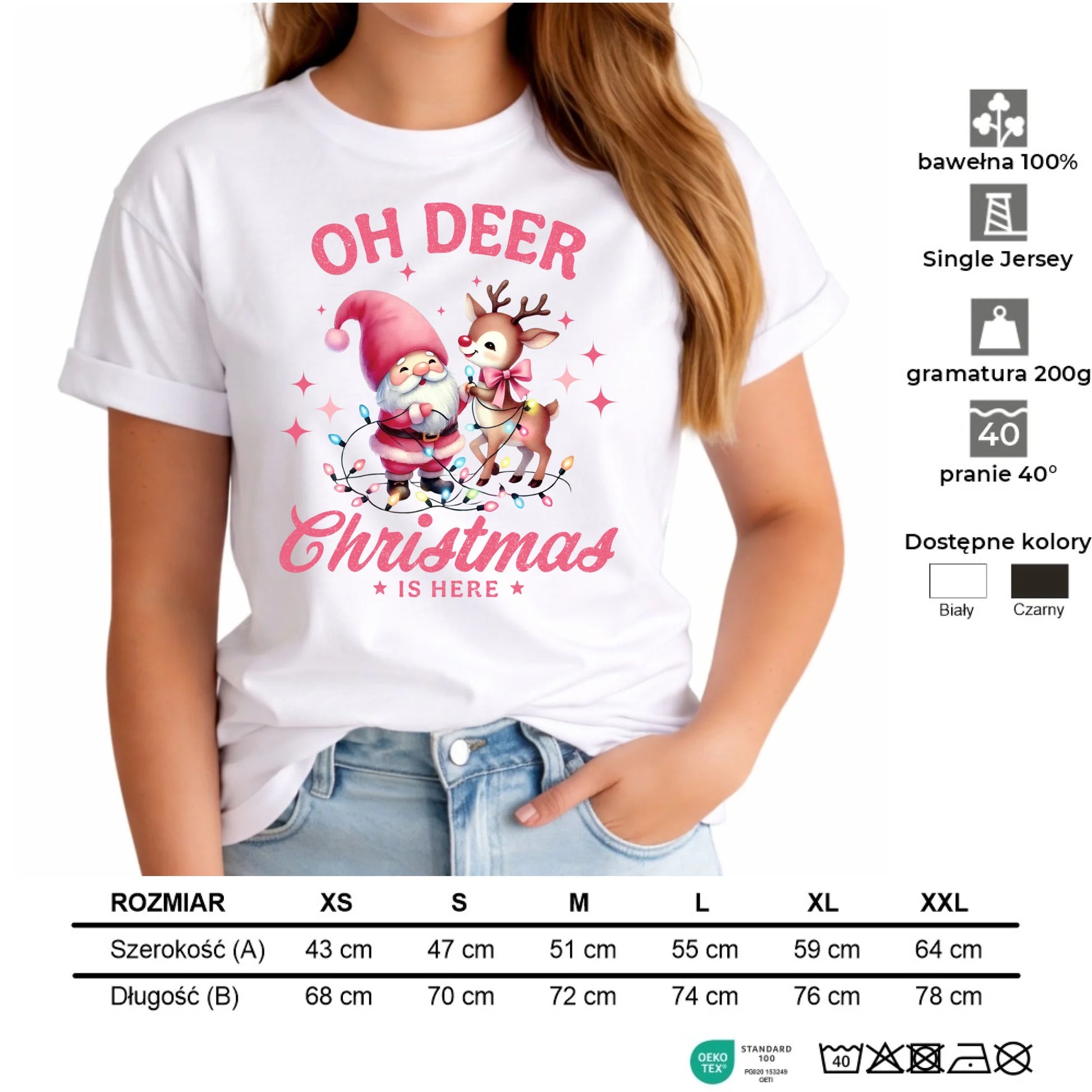 Koszulka damska świąteczna - Oh deer Christmas is here BN59 - StoryCups.pl