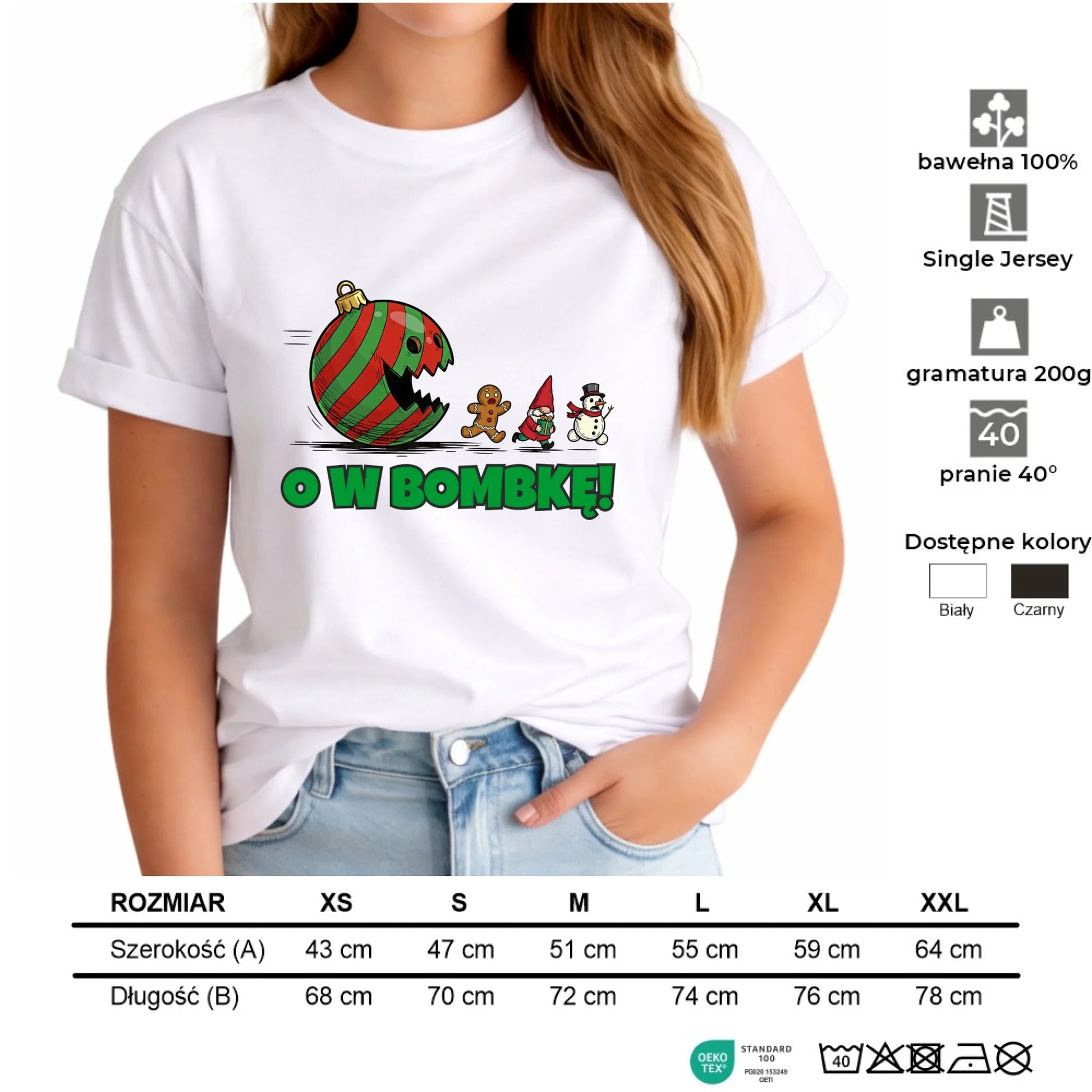Koszulka damska świąteczna - O w bombkę BN142 - StoryCups.pl
