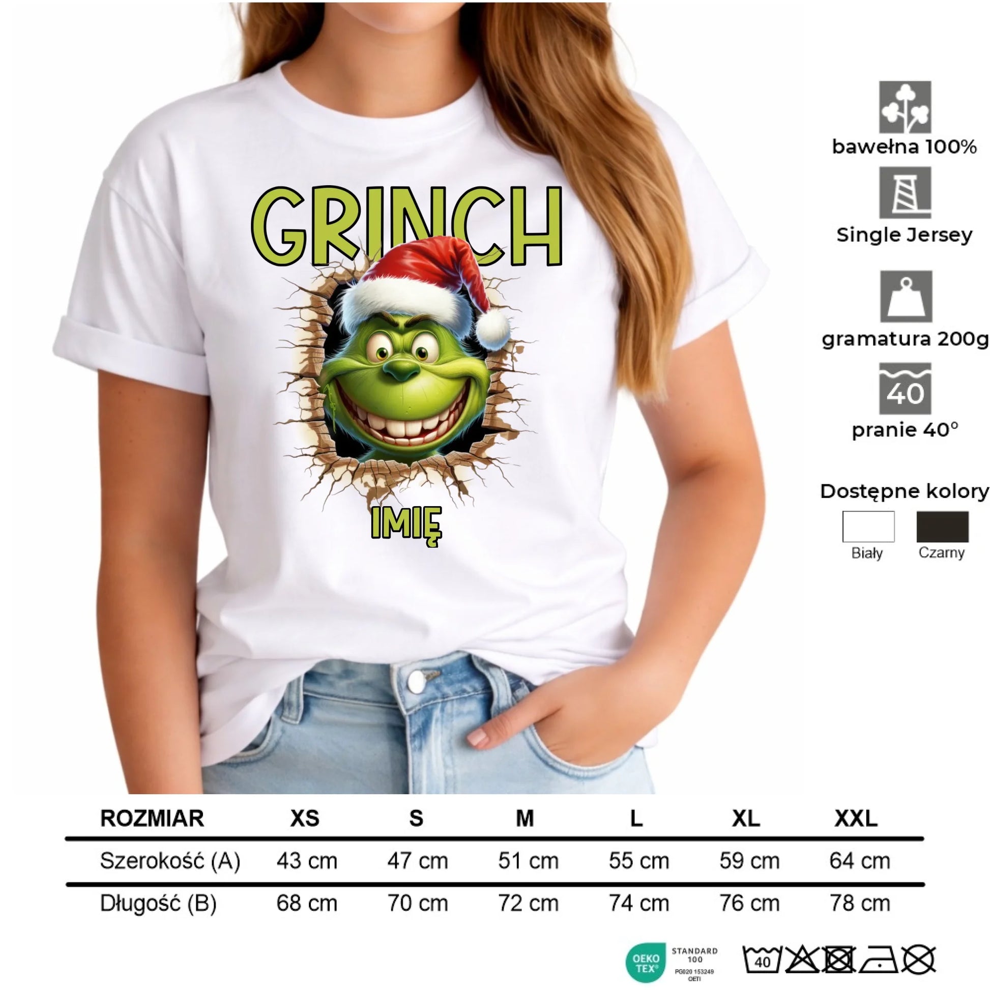 Koszulka damska świąteczna - Grinch - personalizowana BN112 - StoryCups.pl