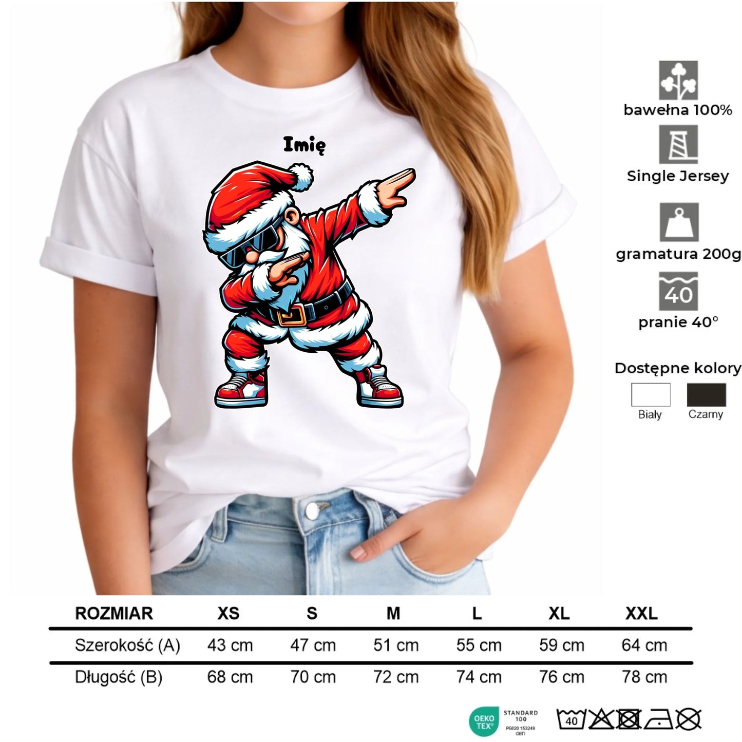 Koszulka damska świąteczna - Mikołaj - na Mikołajki - personalizowana BN136 - StoryCups.pl