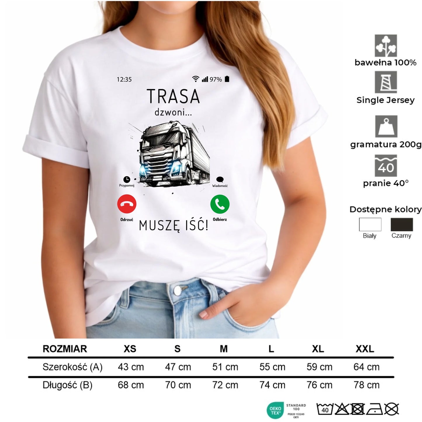 Koszulka damska dla kierowcy tira - Trasa dzwoni muszę iść ZKT03 - StoryCups.pl