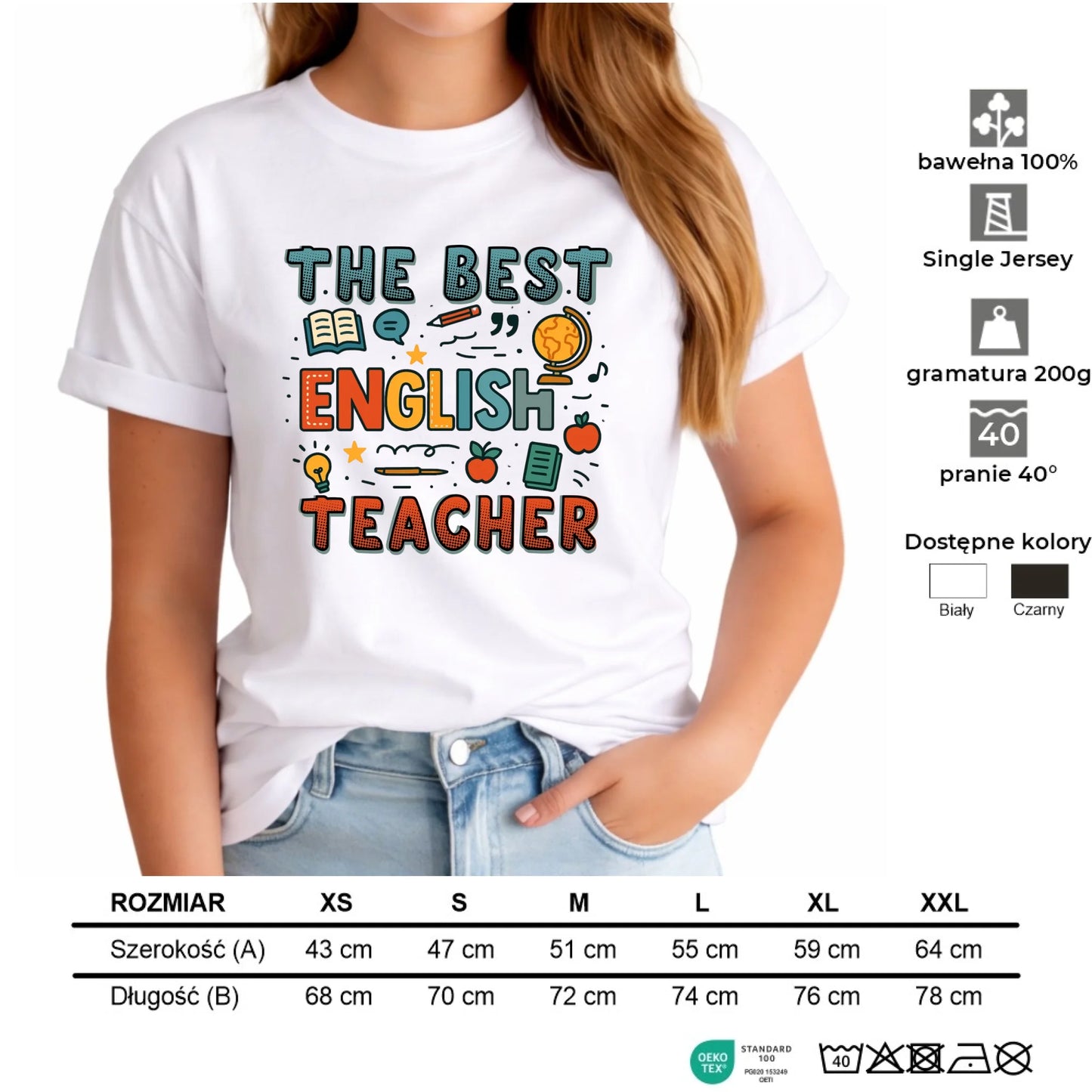 Koszulka damska dla nauczycielki angielskiego - The best english teacher N53 - StoryCups.pl