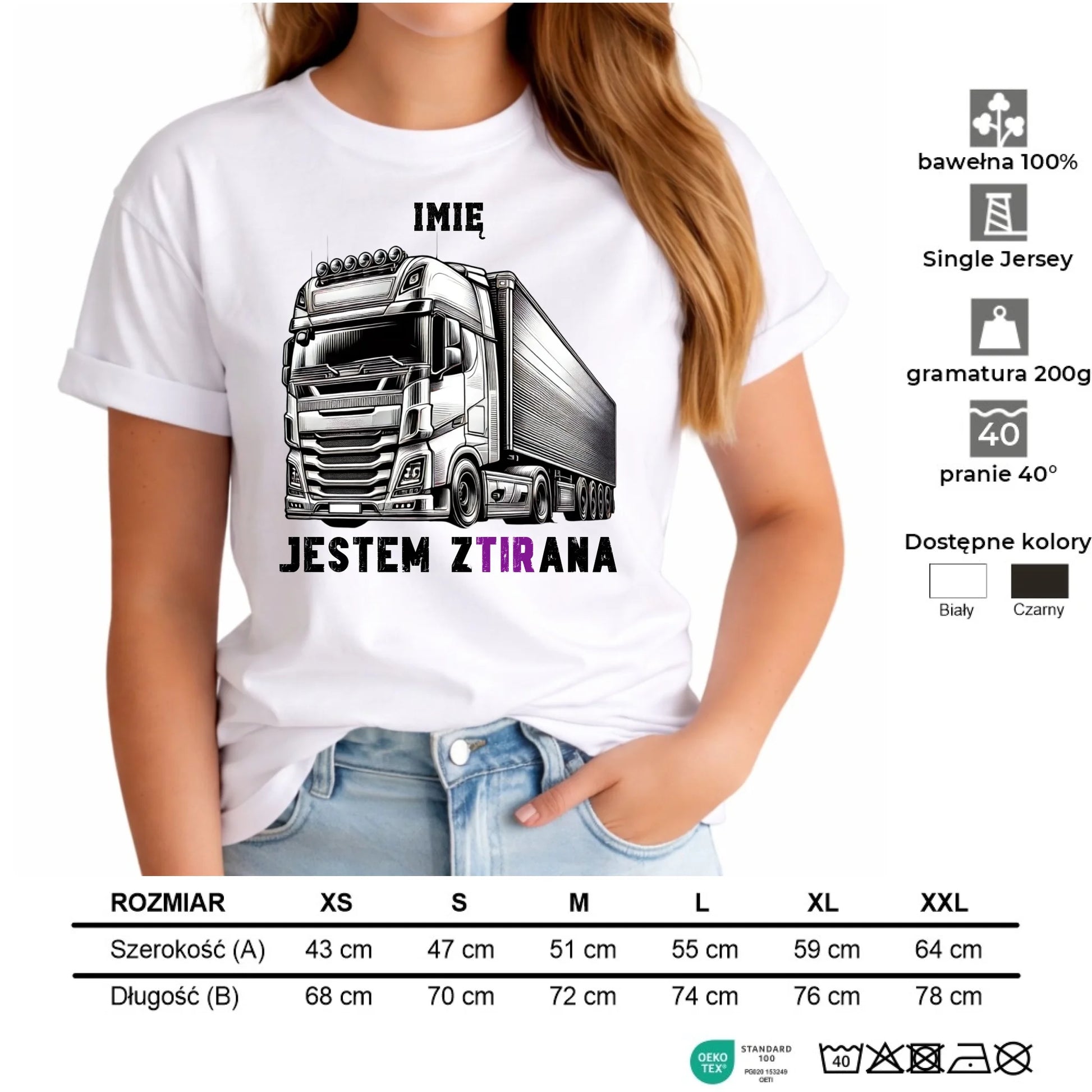 Koszulka damska dla kierowcy tira - Jestem zTIRana - personalizowana ZKT02 - StoryCups.pl