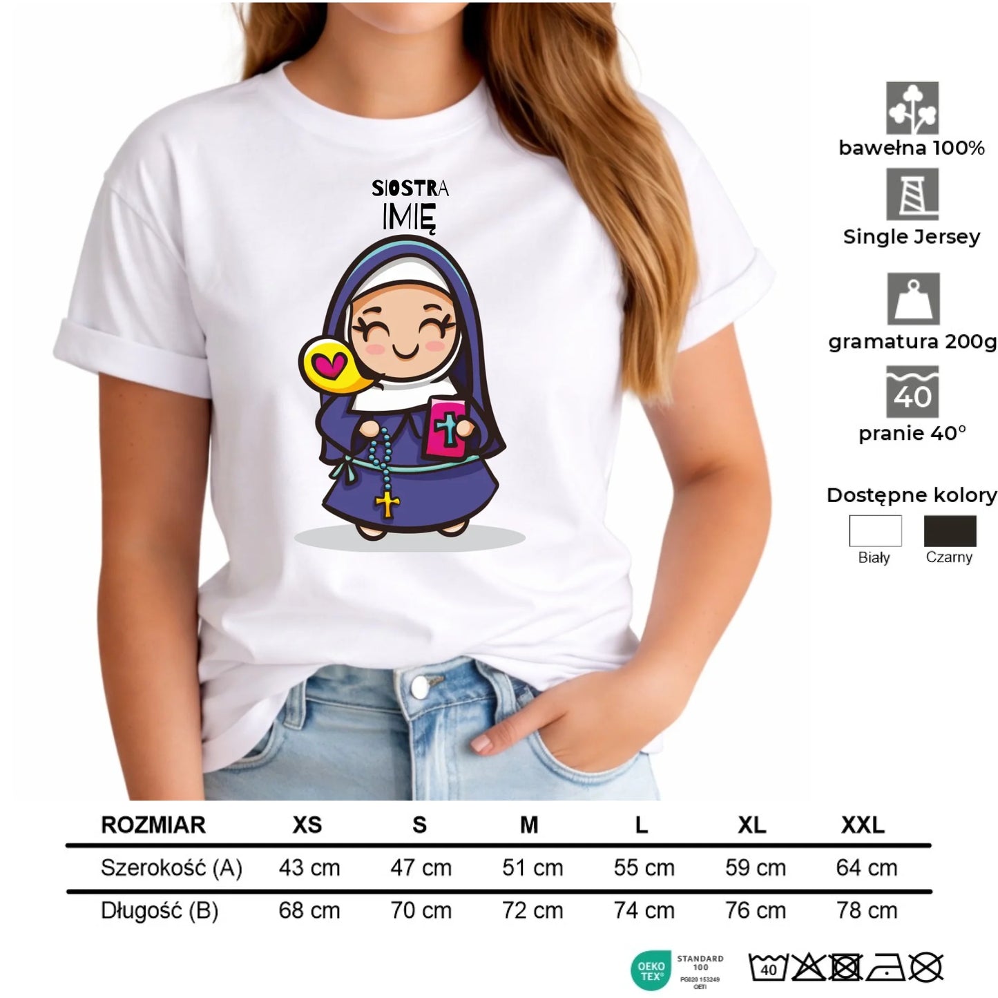 Koszulka damska dla siostry zakonnej - personalizowana N30 - StoryCups.pl