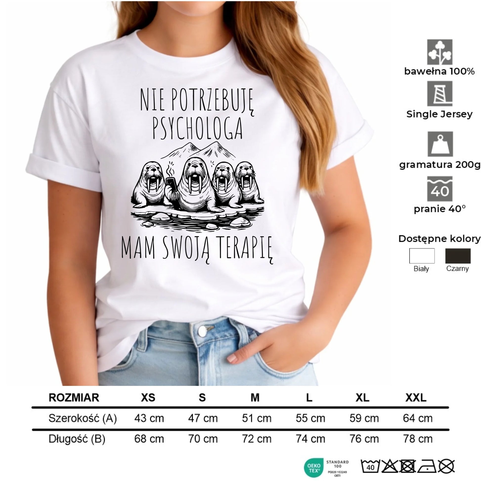 Koszulka damska - prezent dla morsa - Nie potrzebuję psychologa HM14 - StoryCups.pl