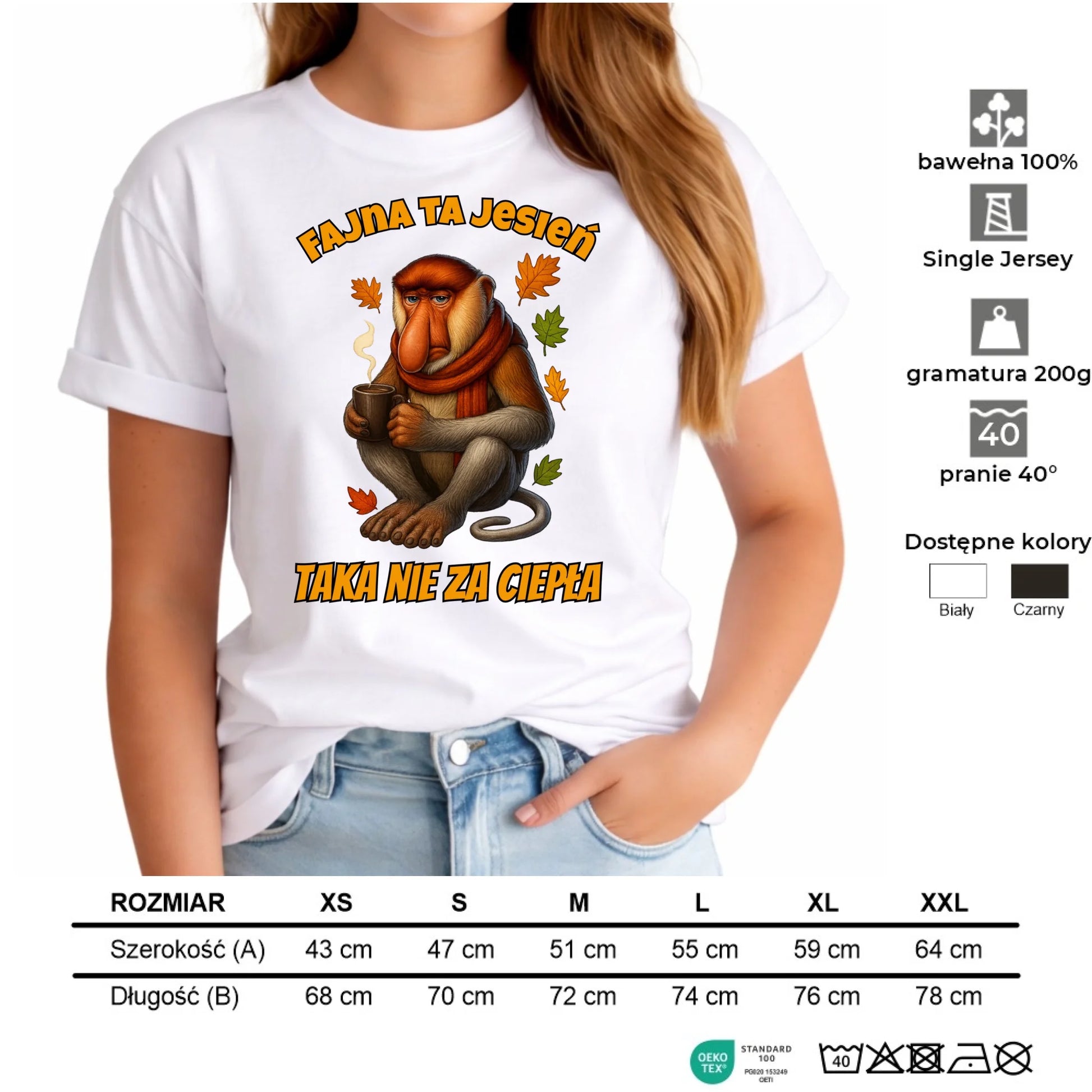 Koszulka damska jesienna - Janusz Nosacz - Fajna ta jesień, taka nie za ciepła JS21 - StoryCups.pl