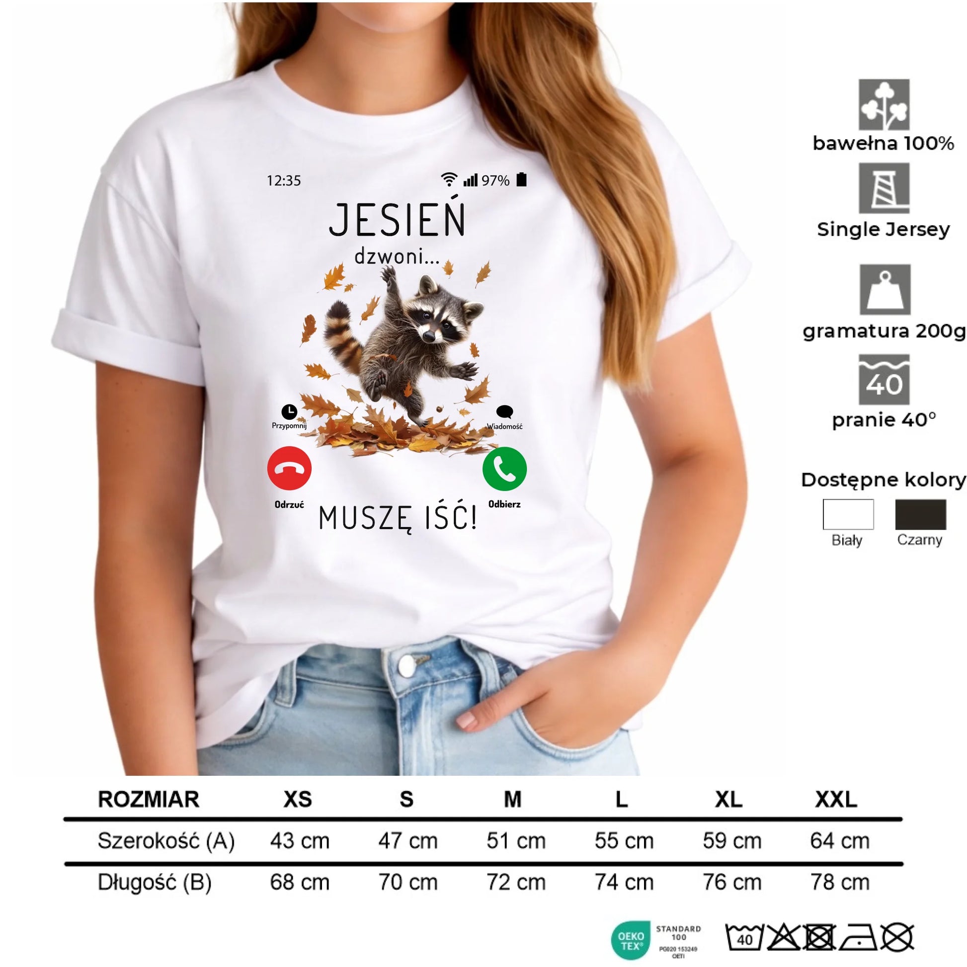 Koszulka damska jesienna - Jesień dzwoni muszę iść JS18 - StoryCups.pl