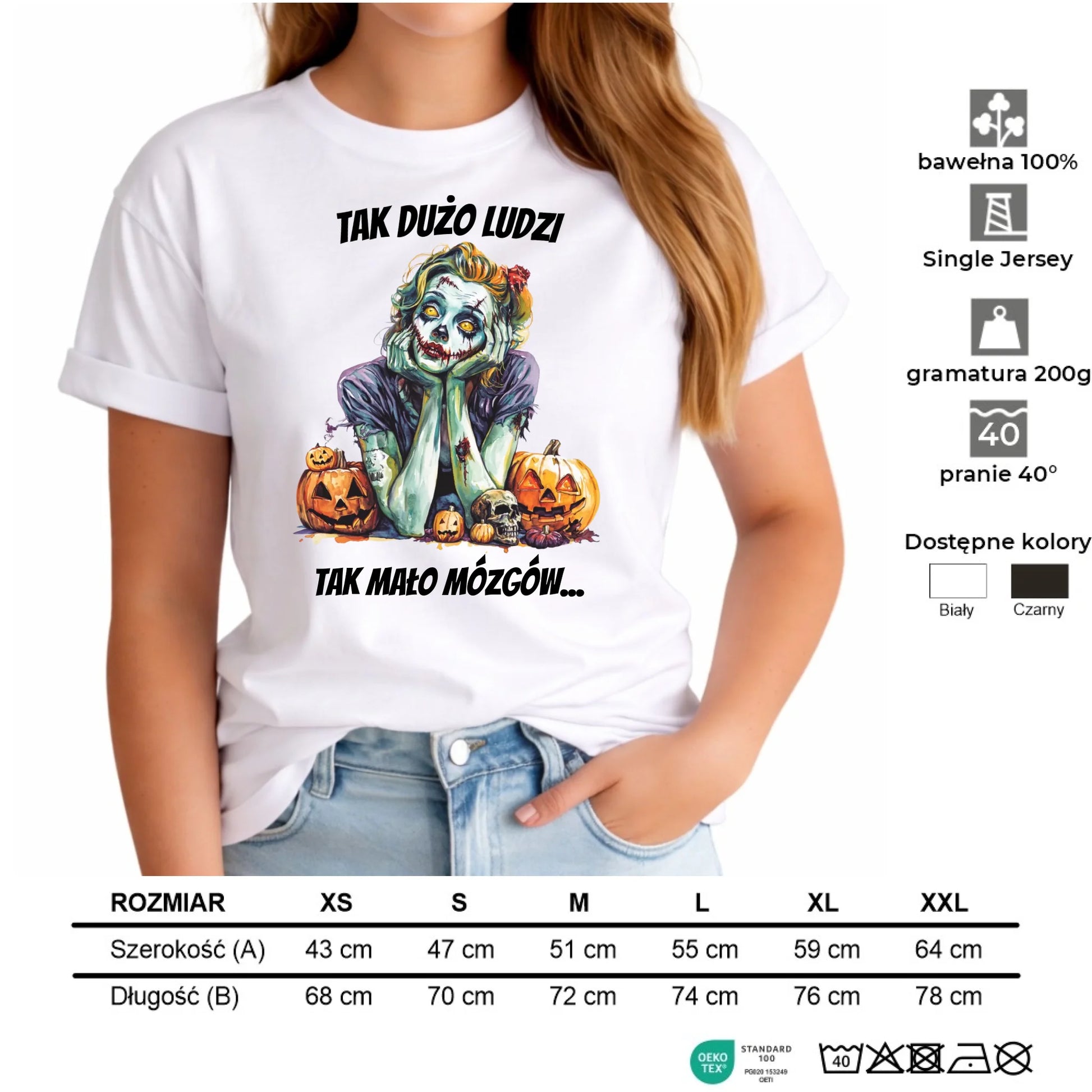 Koszulka damska na Halloween - Zombie - Tak mało mózgów HL31 - StoryCups.pl