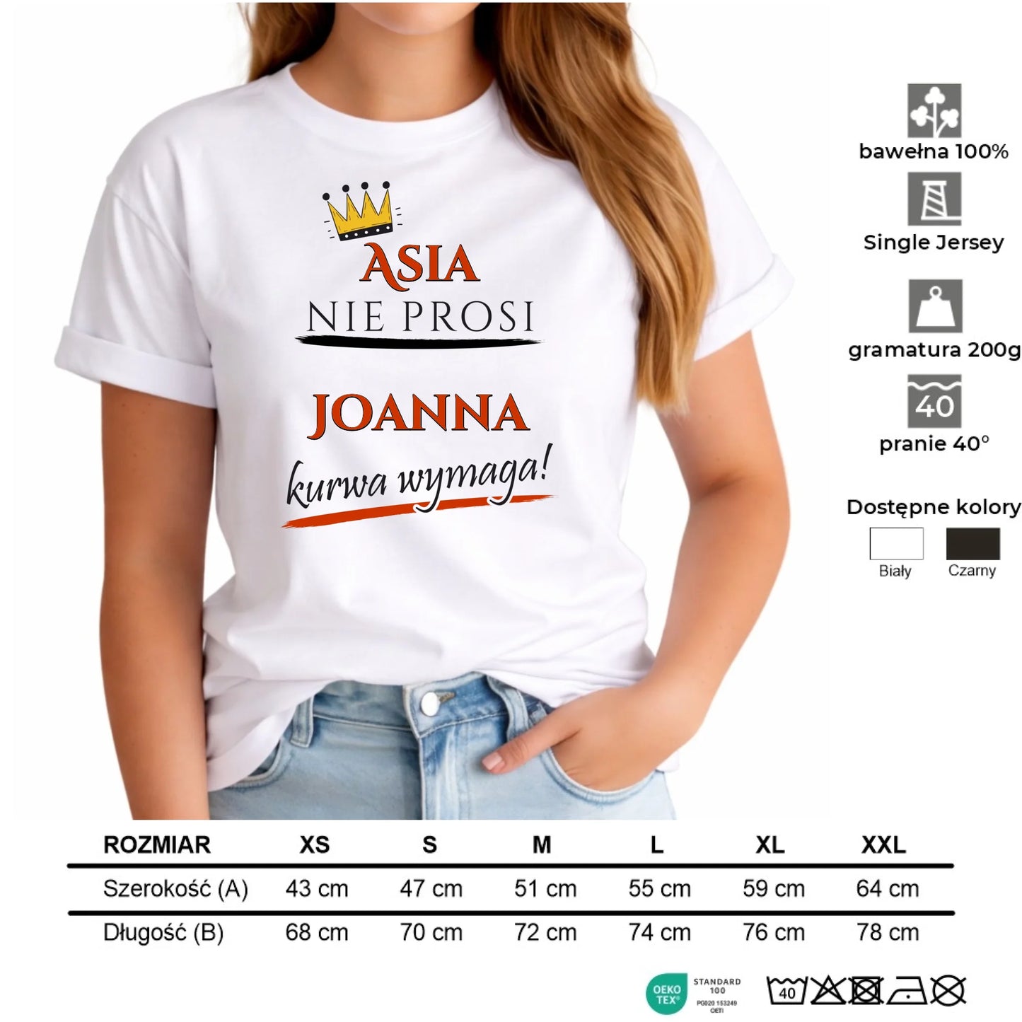 Koszulka damska - Nie prosi, ku**a wymaga - bez cenzury - personalizowana DZ18 - StoryCups.pl