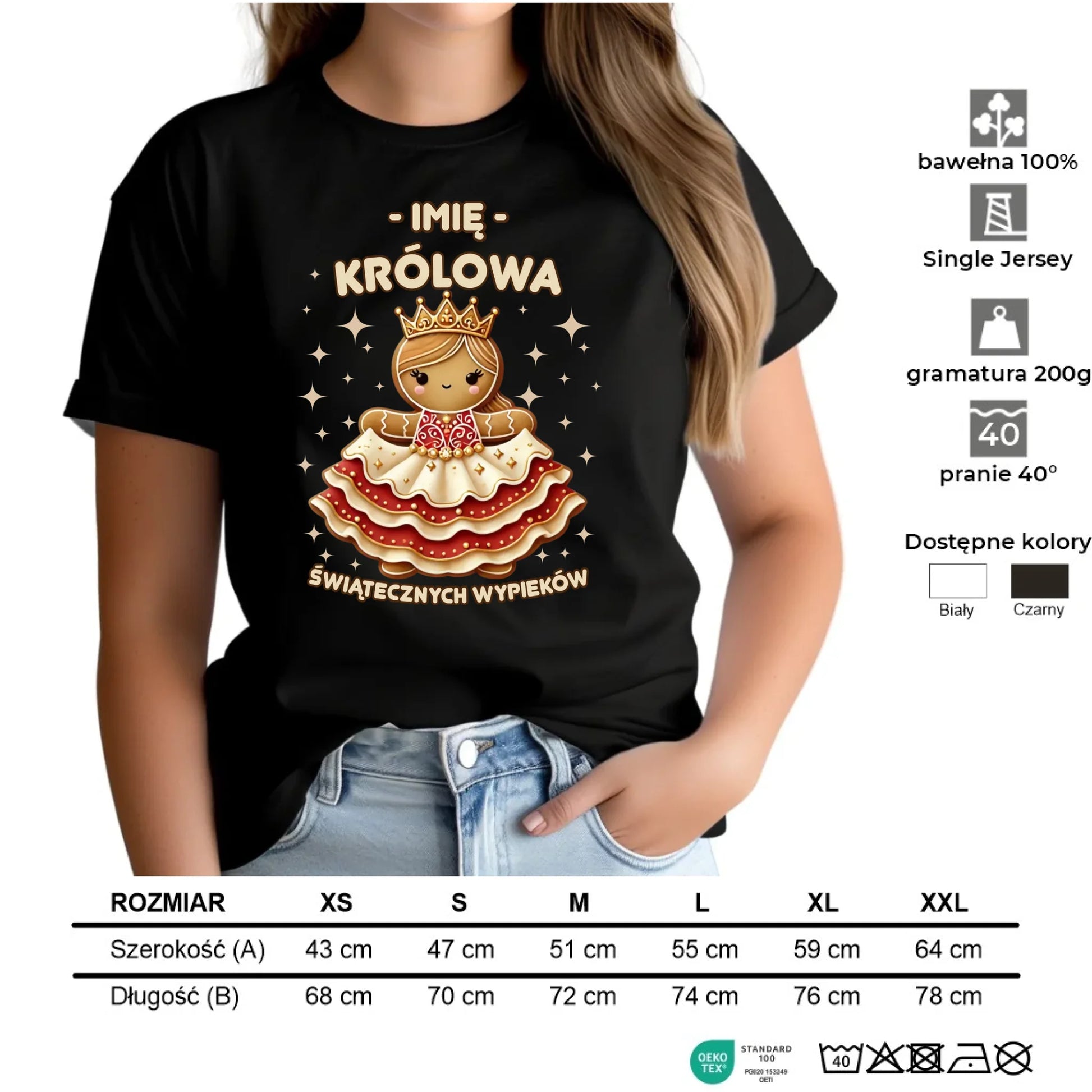Koszulka damska świąteczna - Królowa świątecznych wypieków - personalizowana BN28 - StoryCups.pl