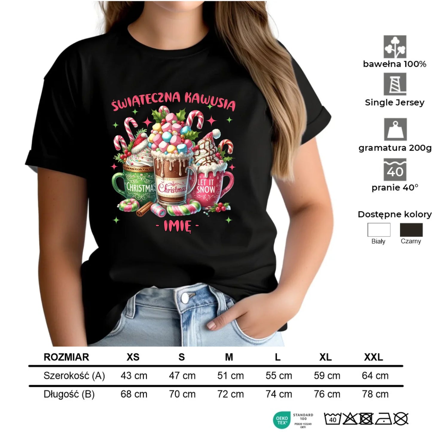 Koszulka damska świąteczna - Świąteczna kawusia - personalizowana BN29 - StoryCups.pl