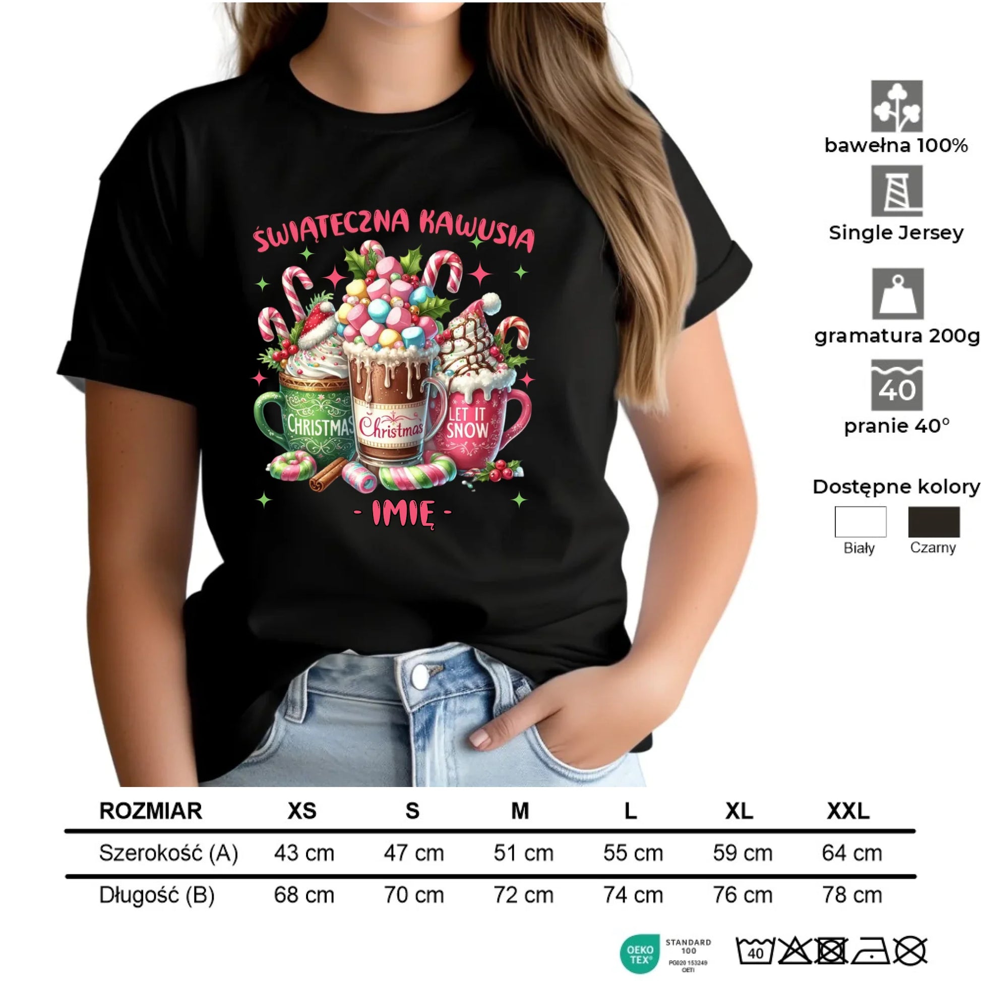 Koszulka damska świąteczna - Świąteczna kawusia - personalizowana BN29 - StoryCups.pl