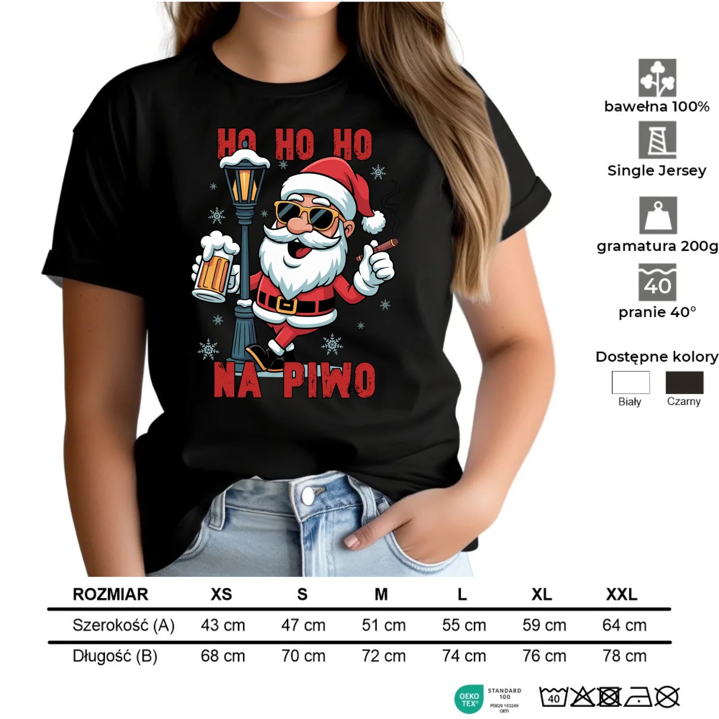 Koszulka damska świąteczna - Mikołaj Ho ho ho na piwo BN64 - StoryCups.pl