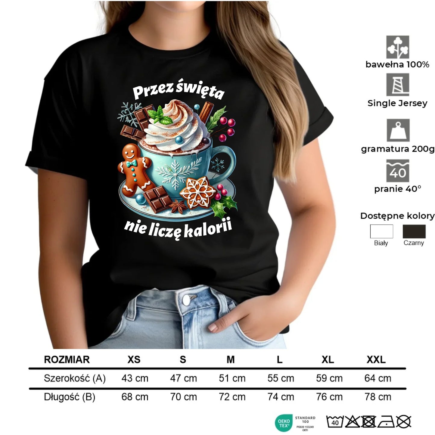 Koszulka damska świąteczna - Przez święta nie liczę kalorii BN31 - StoryCups.pl