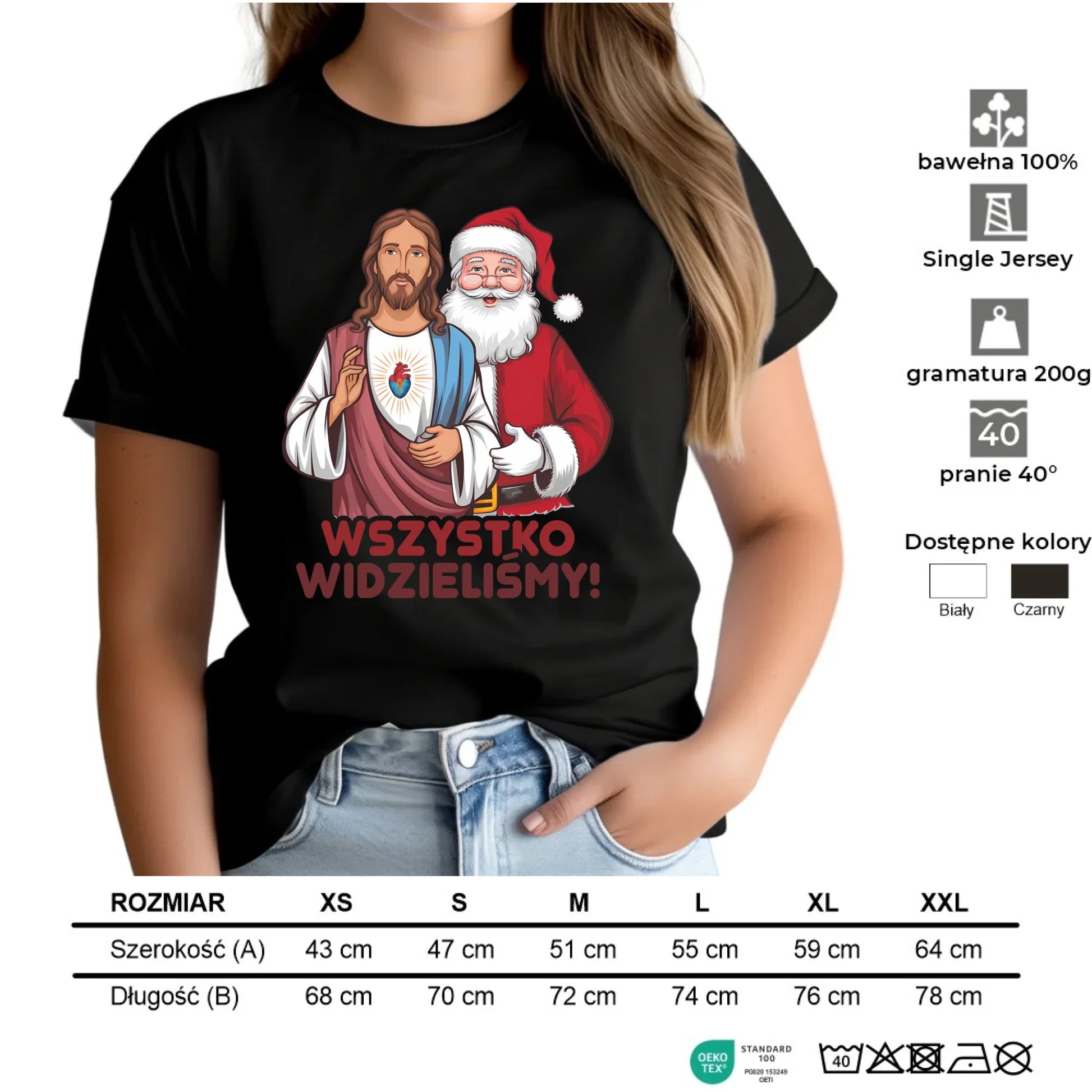 Koszulka damska świąteczna - Jezus i Mikołaj Wszystko widzieliśmy BN89 - StoryCups.pl