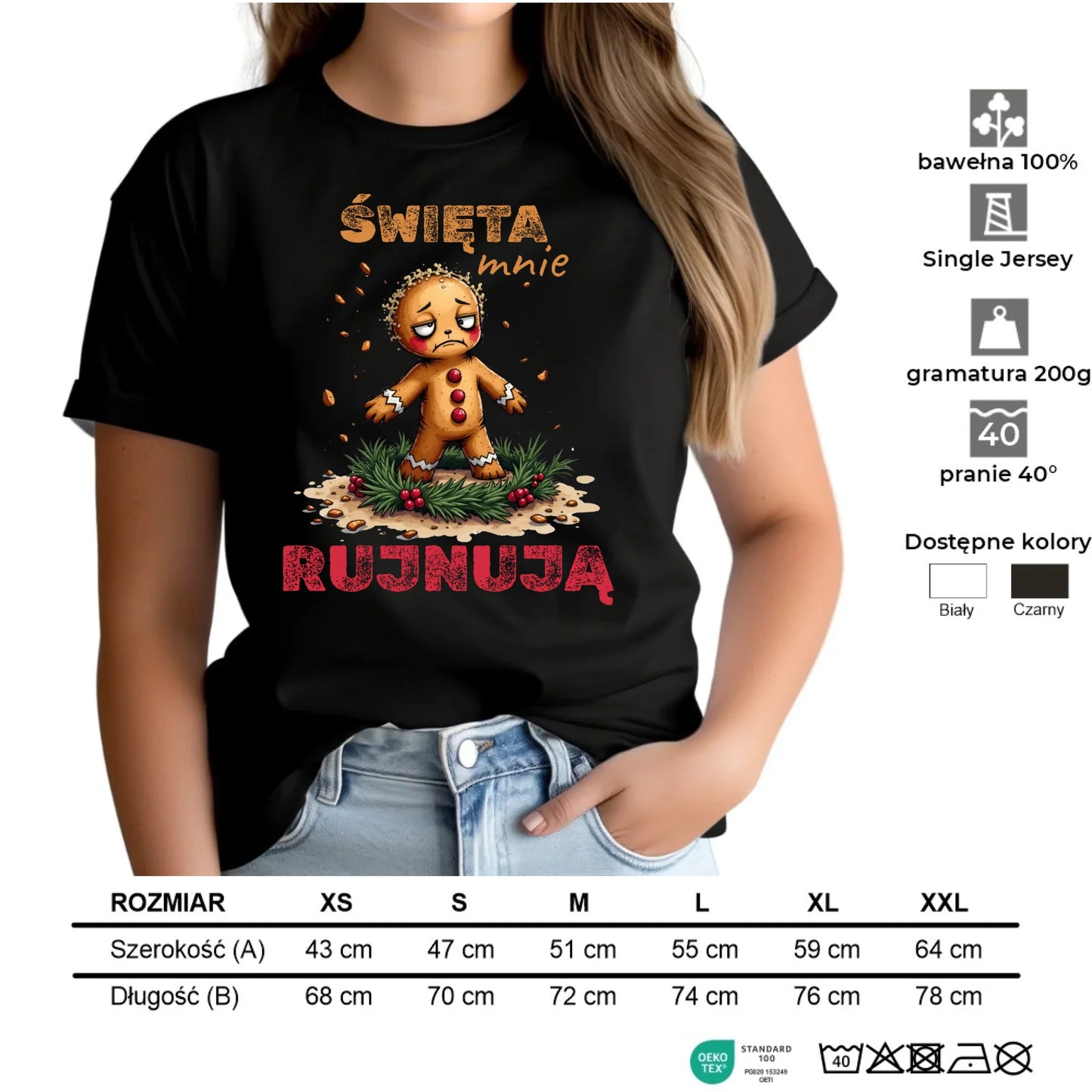 Koszulka damska świąteczna - Piernik Święta mnie rujnują BN143 - StoryCups.pl