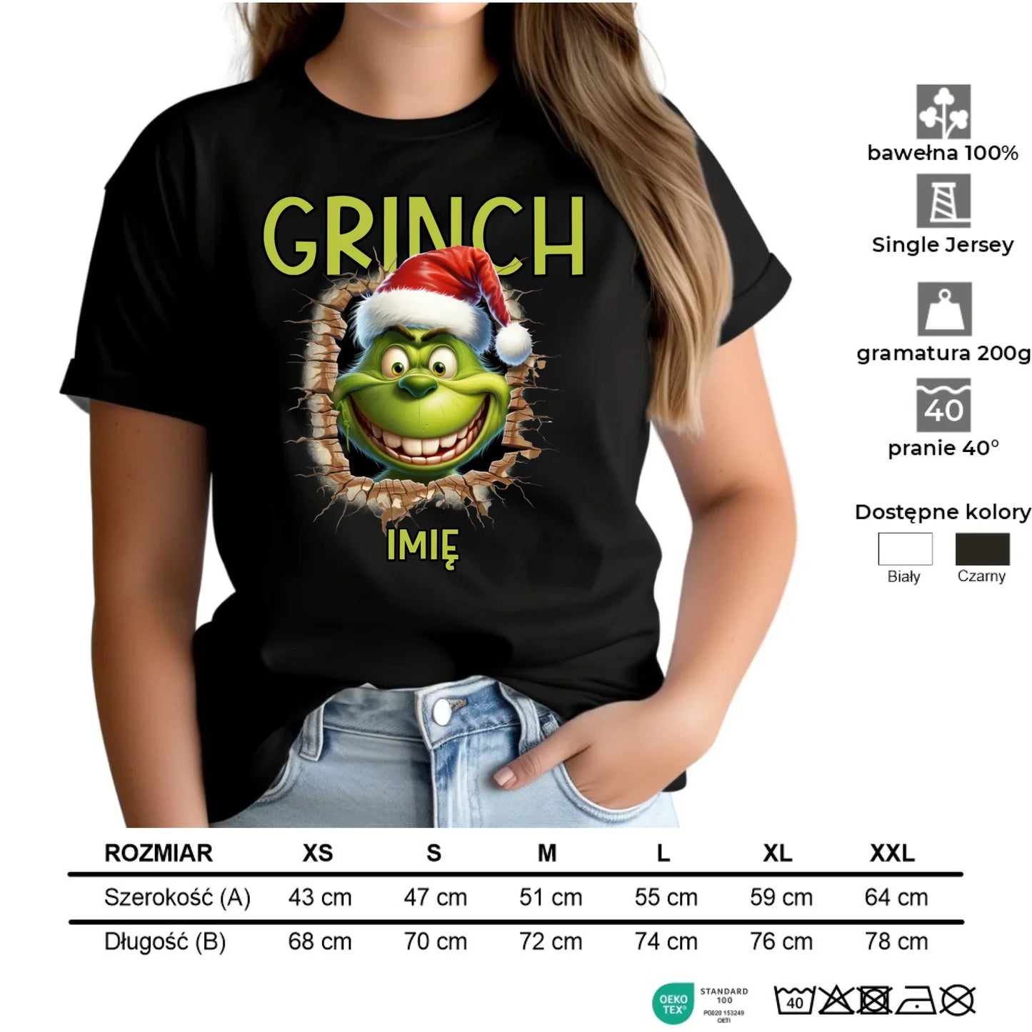 Koszulka damska świąteczna - Grinch - personalizowana BN112 - StoryCups.pl