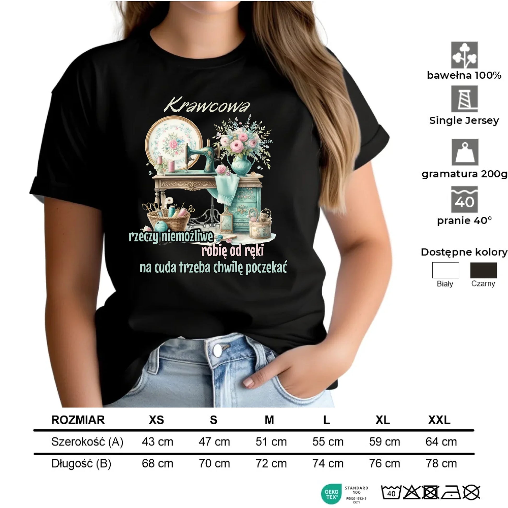 Koszulka damska szyciowa dla krawcowej - Rzeczy niemożliwe HS35 - StoryCups.pl