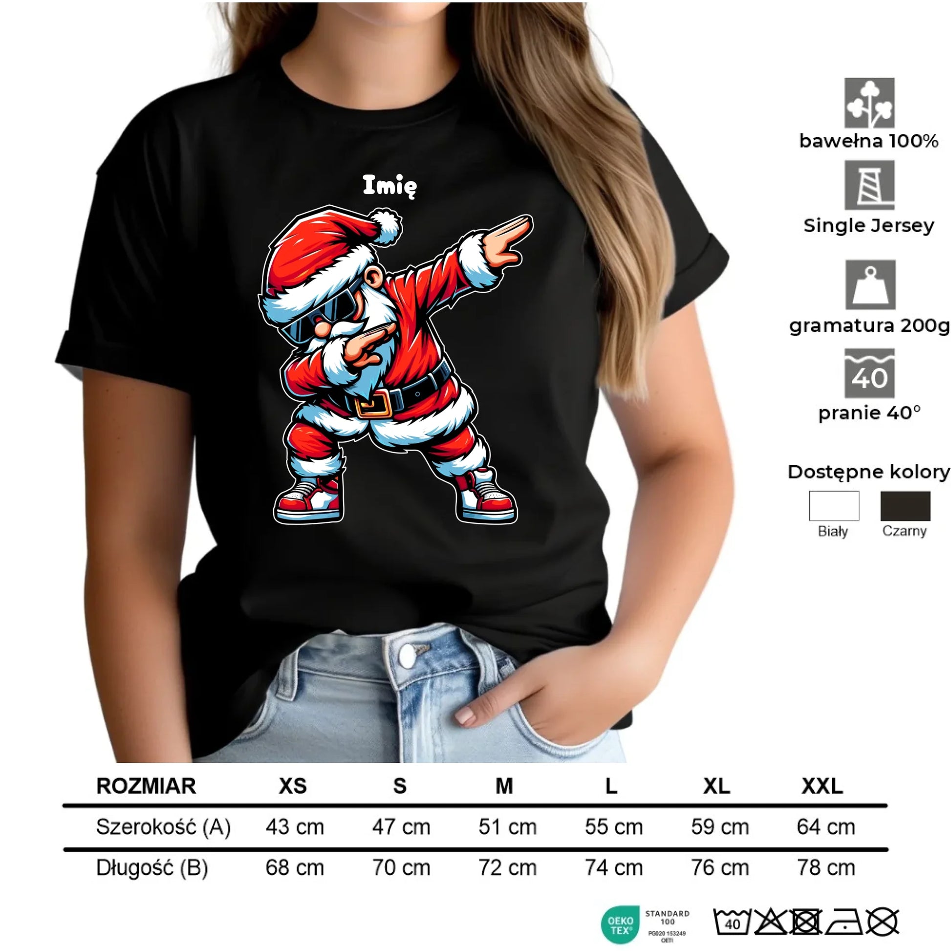 Koszulka damska świąteczna - Mikołaj - na Mikołajki - personalizowana BN136 - StoryCups.pl