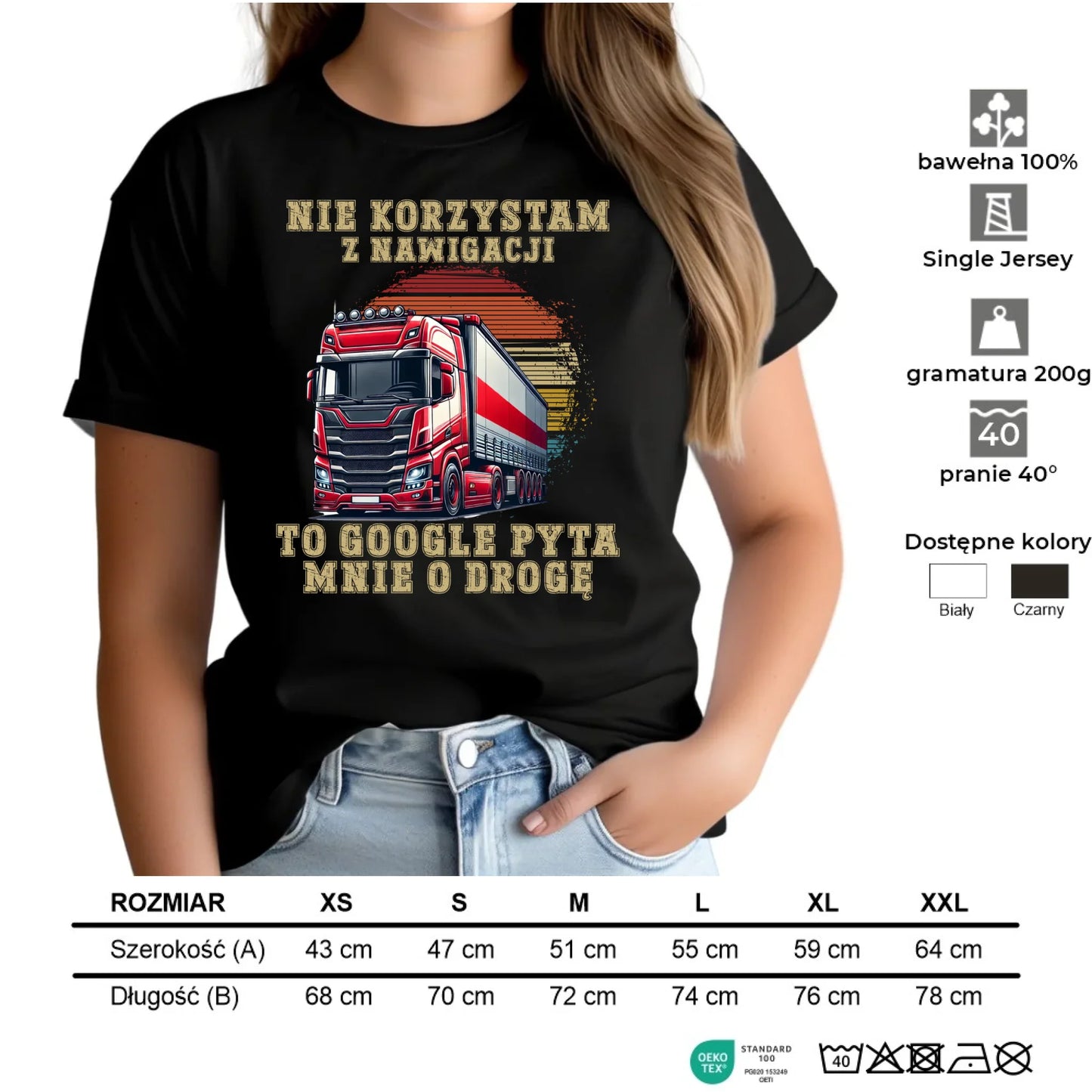Koszulka damska - kierowca ciężarówki - Google pyta mnie o drogę ZKT10 - StoryCups.pl