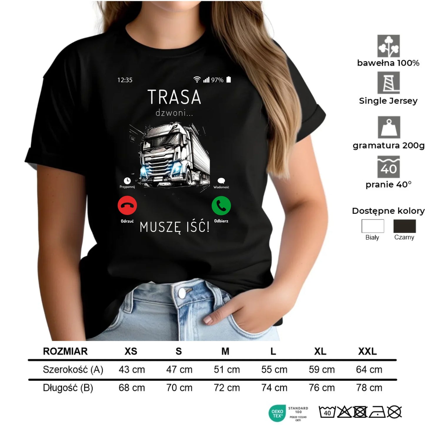 Koszulka damska dla kierowcy tira - Trasa dzwoni muszę iść ZKT03 - StoryCups.pl