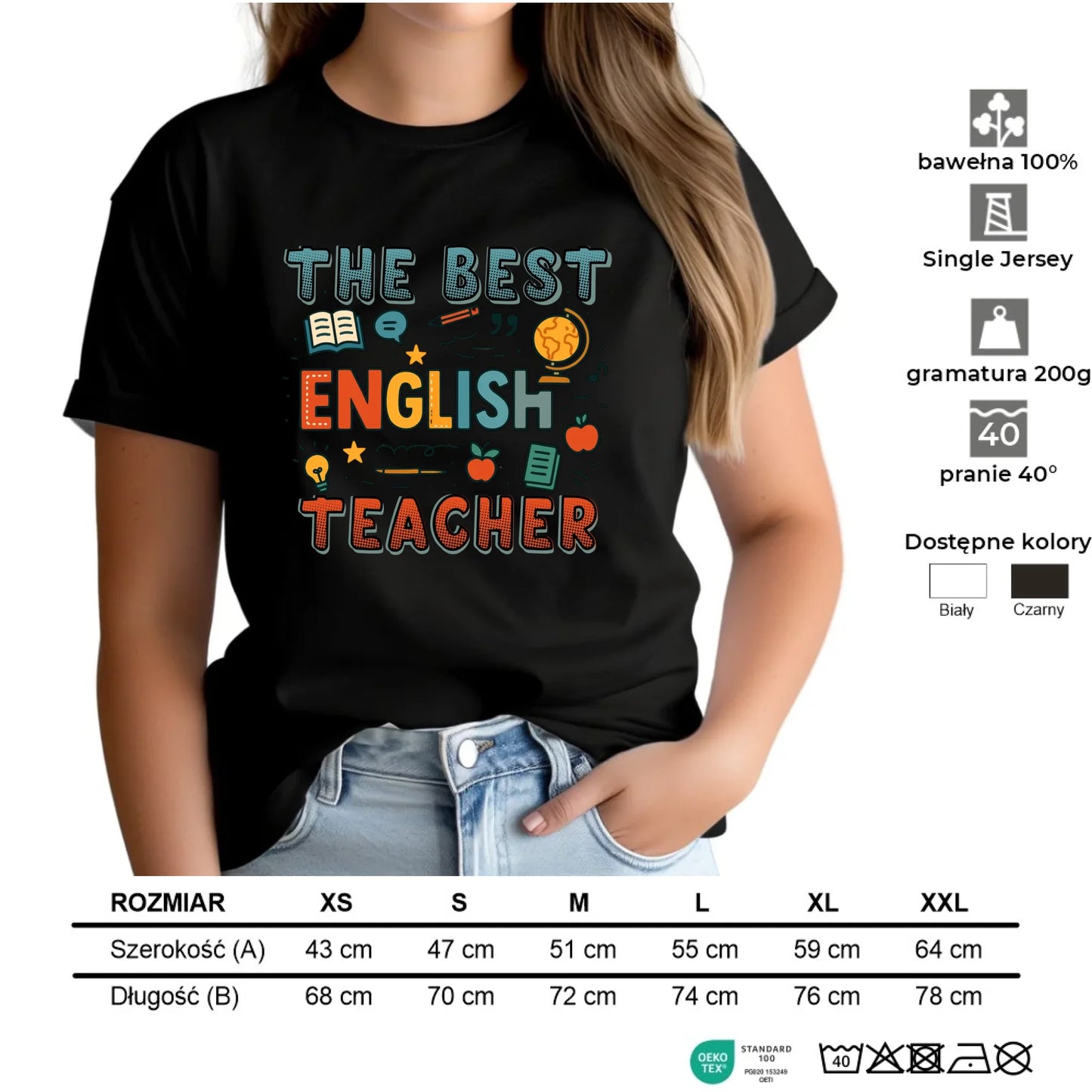 Koszulka damska dla nauczycielki angielskiego - The best english teacher N53 - StoryCups.pl