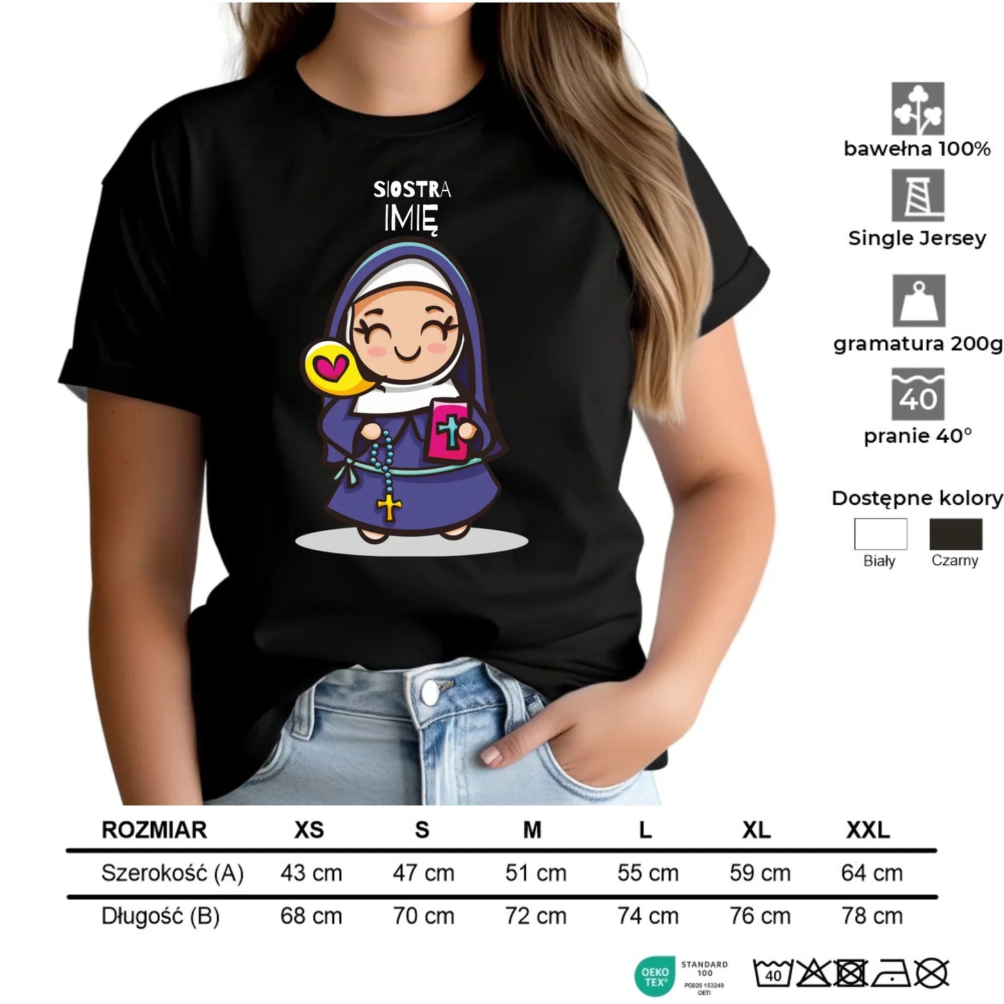 Koszulka damska dla siostry zakonnej - personalizowana N30 - StoryCups.pl