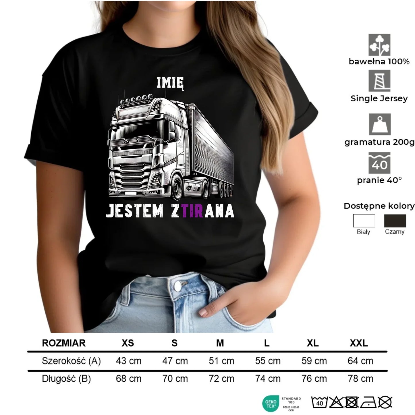 Koszulka damska dla kierowcy tira - Jestem zTIRana - personalizowana ZKT02 - StoryCups.pl