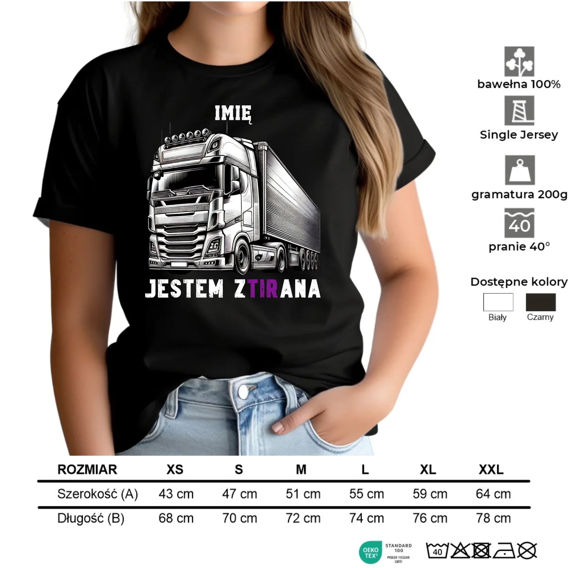 Koszulka damska dla kierowcy tira - Jestem zTIRana - personalizowana ZKT02 - StoryCups.pl