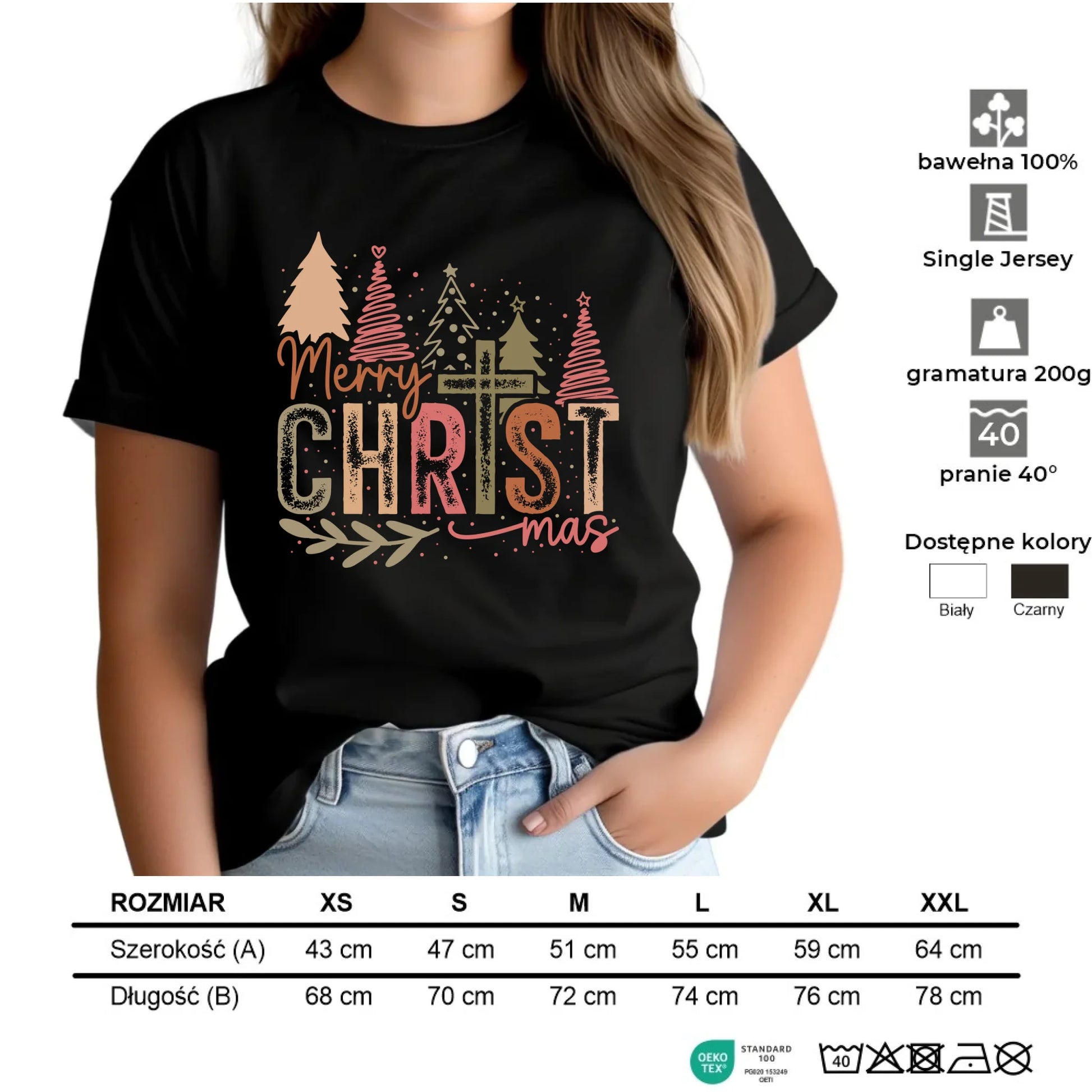 Koszulka damska świąteczna - Merry Christmas BN01 - StoryCups.pl