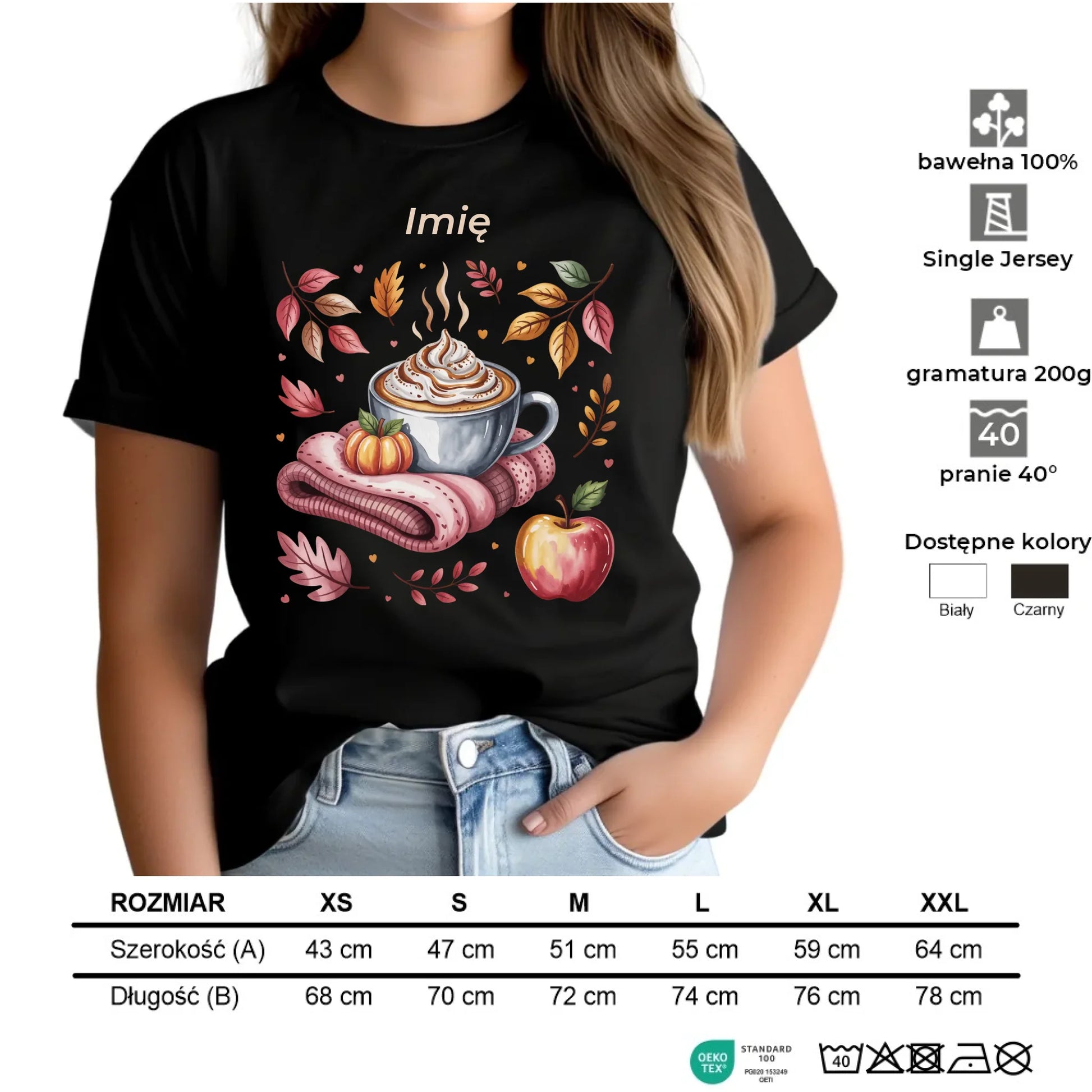 Koszulka damska jesienna - Przytulna jesień - personalizowana JS29 - StoryCups.pl