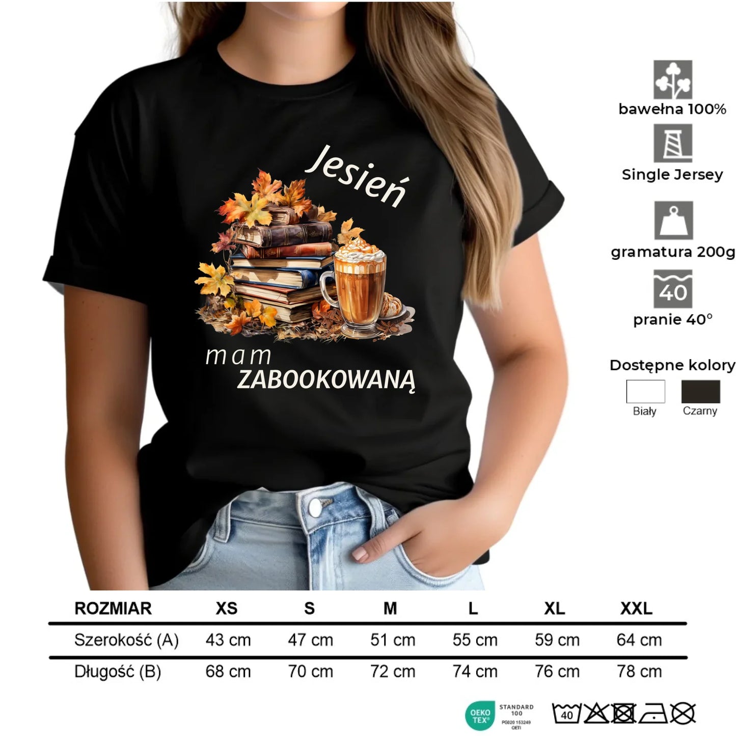 Koszulka damska jesienna - Jesień mam zabookowaną JS28 - StoryCups.pl