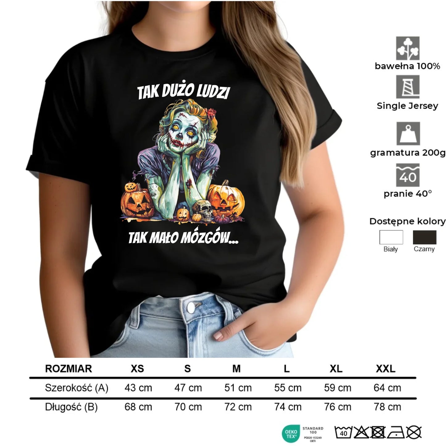 Koszulka damska na Halloween - Zombie - Tak mało mózgów HL31 - StoryCups.pl