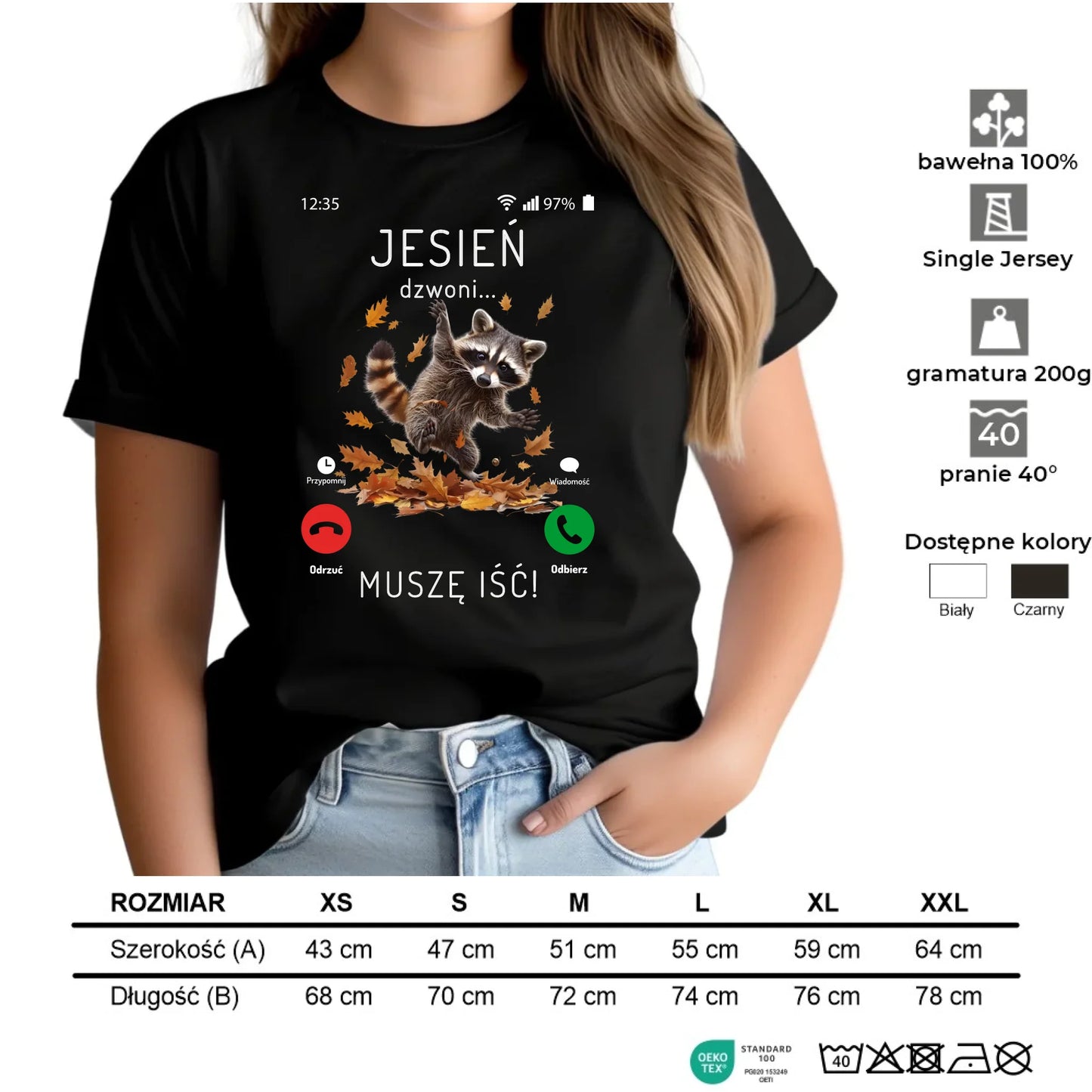 Koszulka damska jesienna - Jesień dzwoni muszę iść JS18 - StoryCups.pl