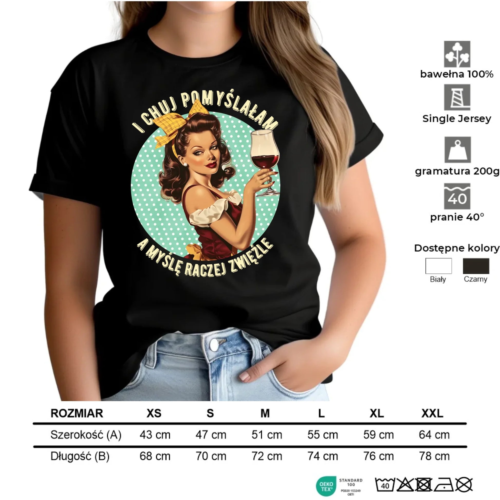 Koszulka damska retro - I ch*j pomyślałam, a myślę raczej zwięźle – bez cenzury DZ13 - StoryCups.pl