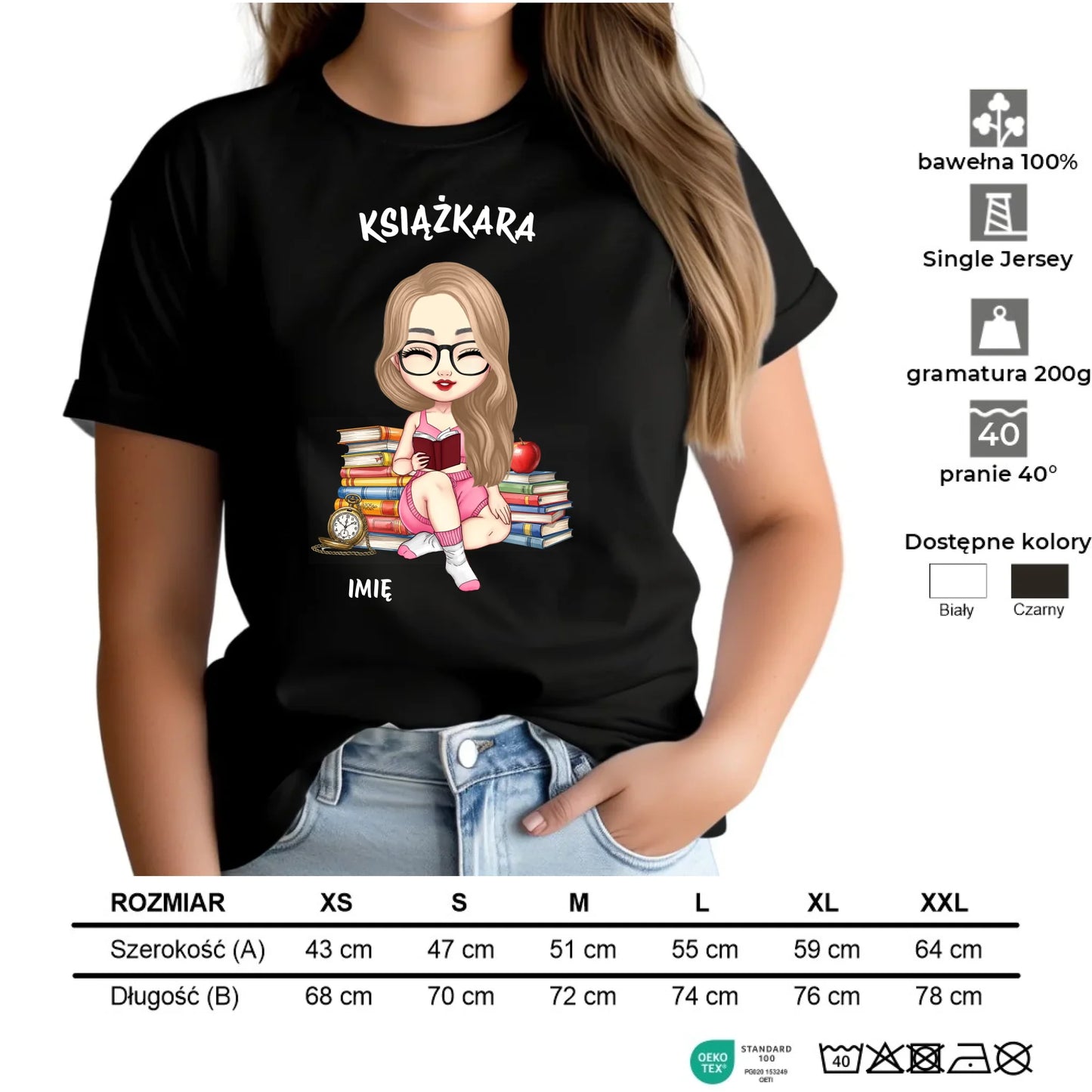 Koszulka damska - Książkara - Prezent dla miłośniczki czytania książek - personalizowana DZ04 - StoryCups.pl