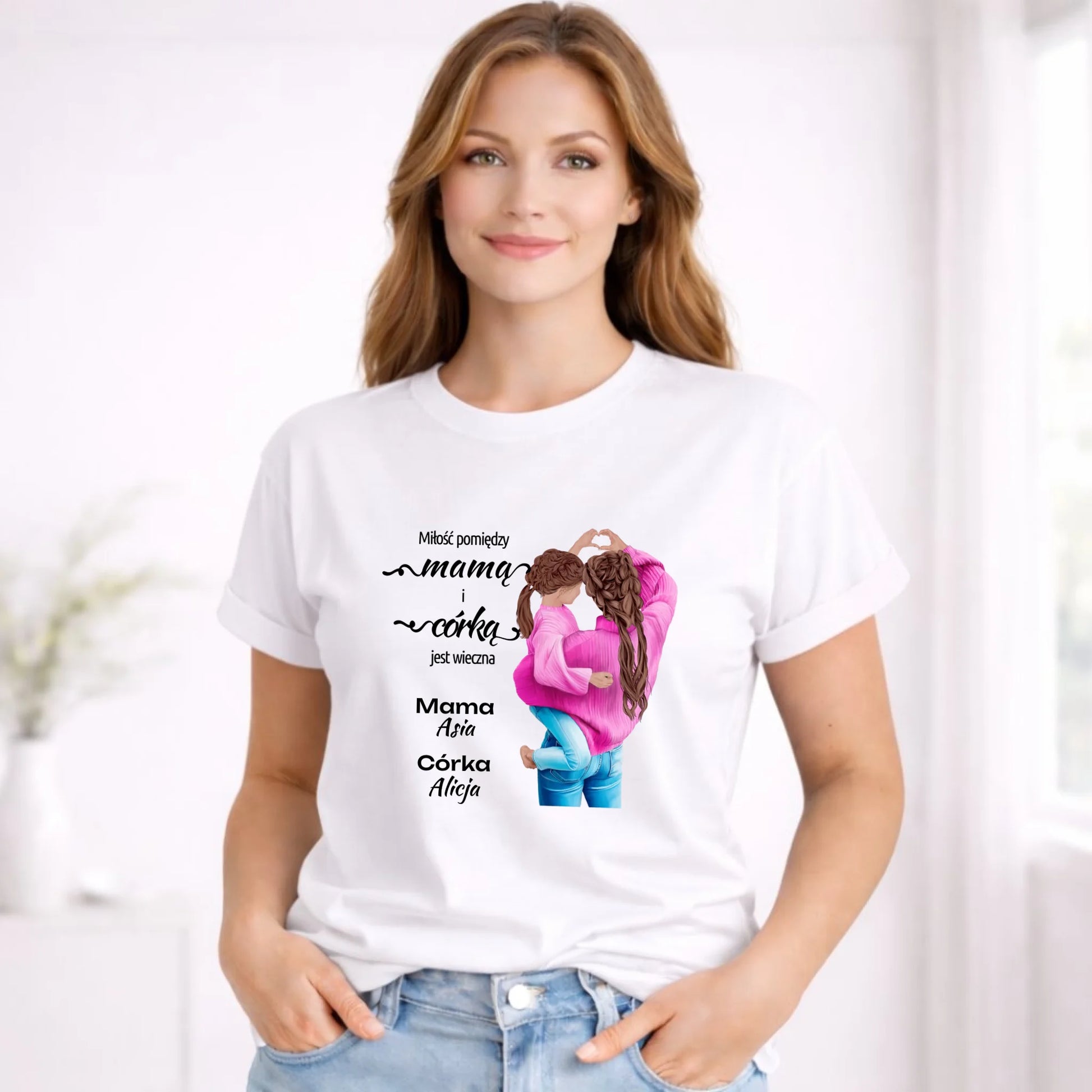 Koszulka damska dla mamy - Mama z córką - personalizowana DM38 - StoryCups.pl