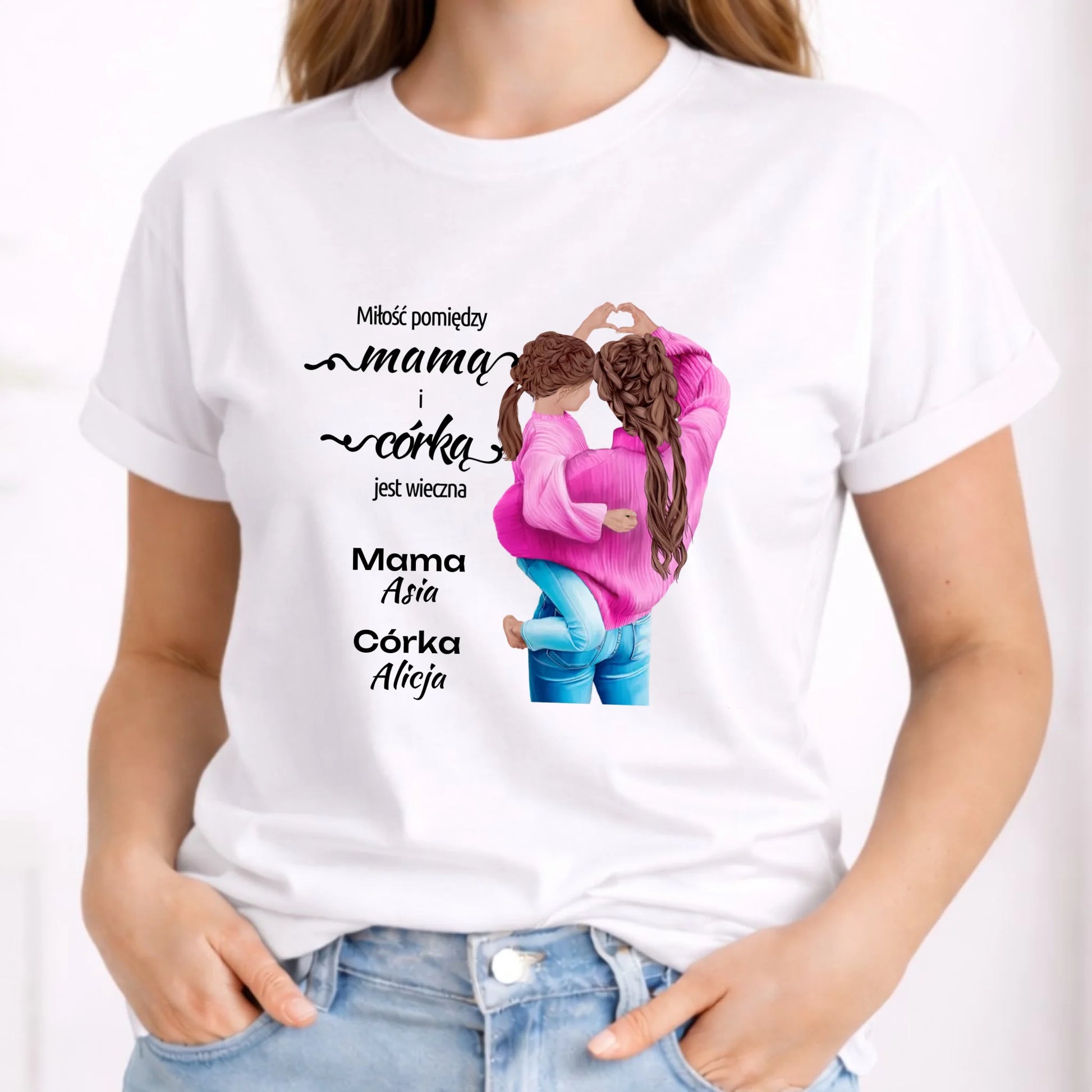 Koszulka damska dla mamy - Mama z córką - personalizowana DM38 - StoryCups.pl