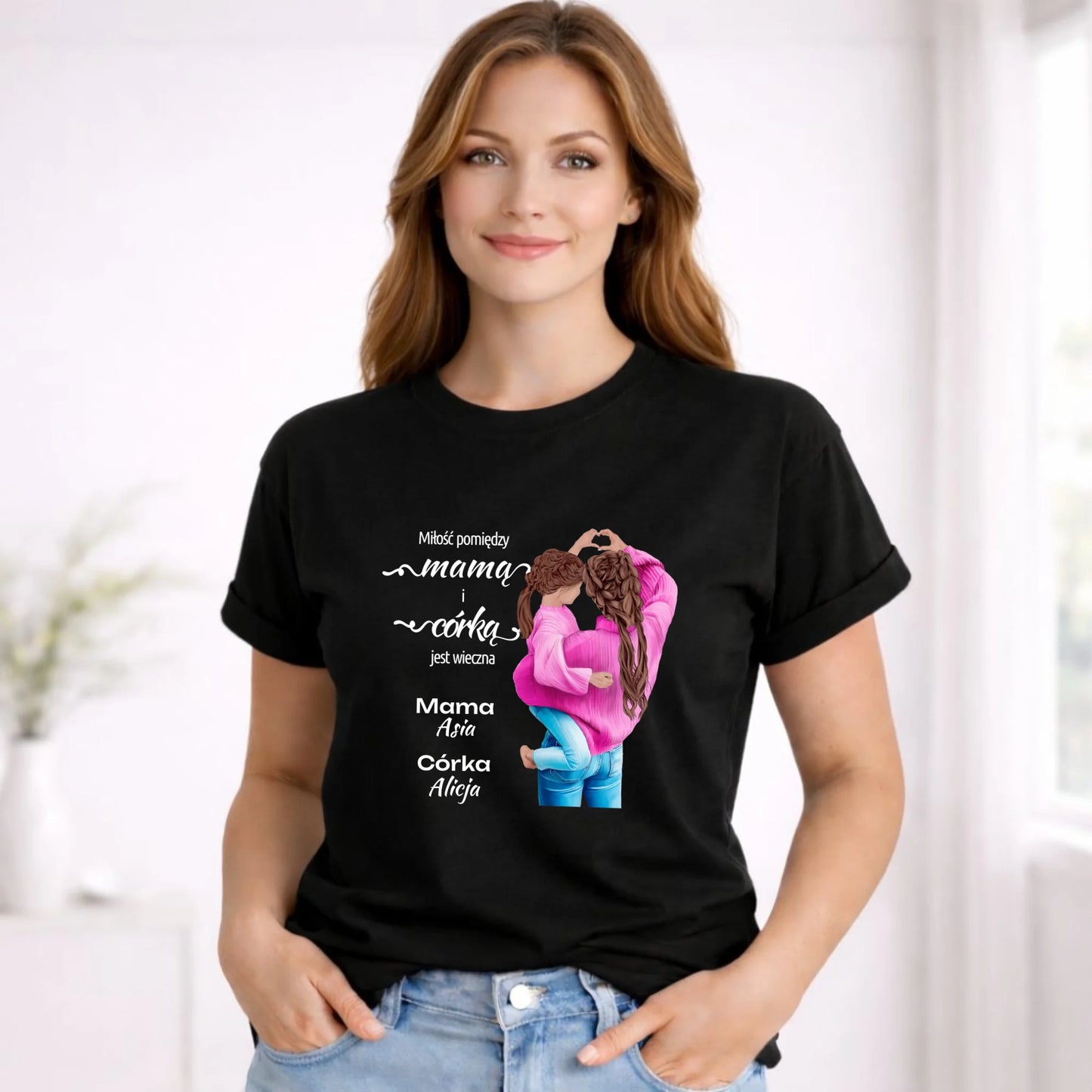 Koszulka damska dla mamy - Mama z córką - personalizowana DM38 - StoryCups.pl