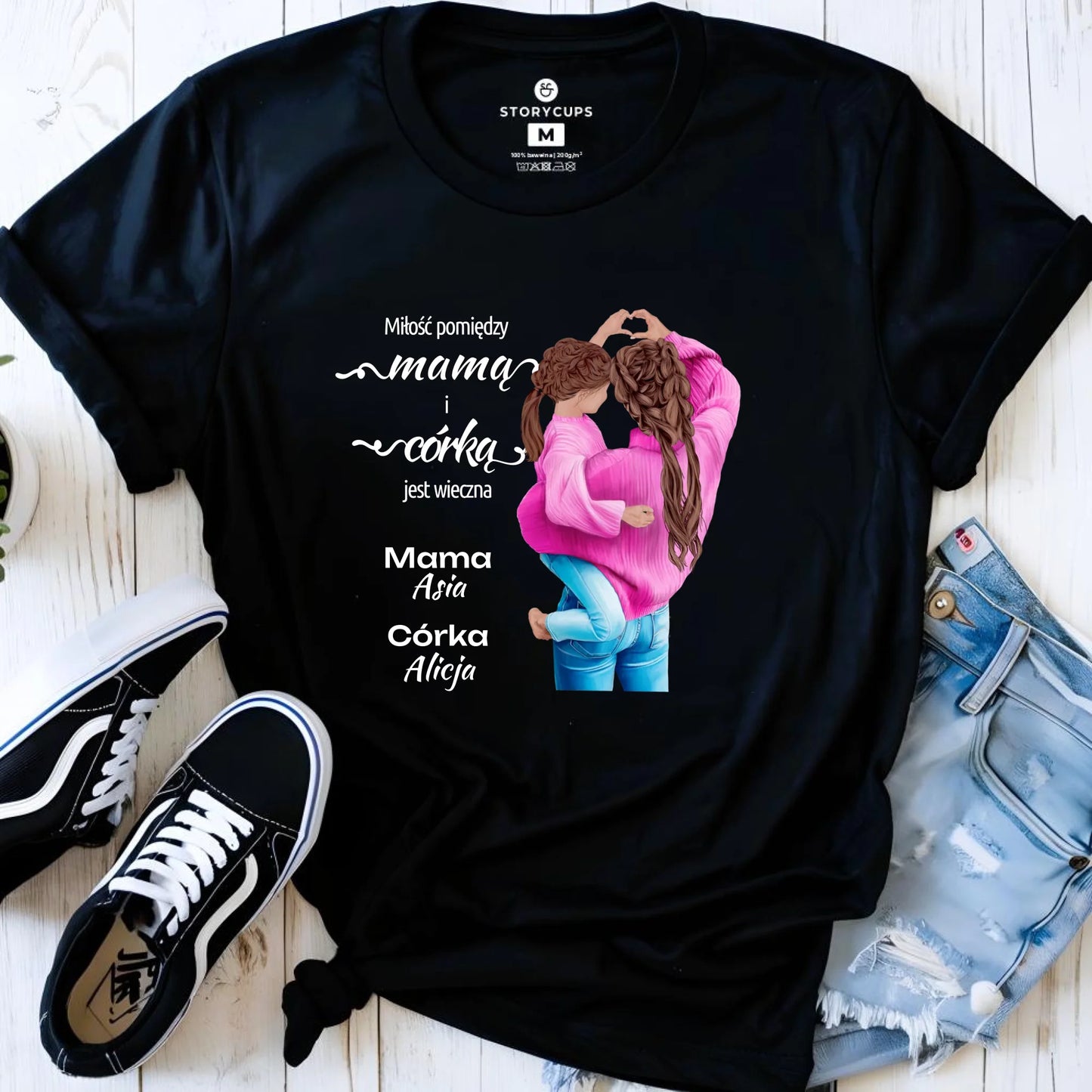 Koszulka damska dla mamy - Mama z córką - personalizowana DM38 - StoryCups.pl