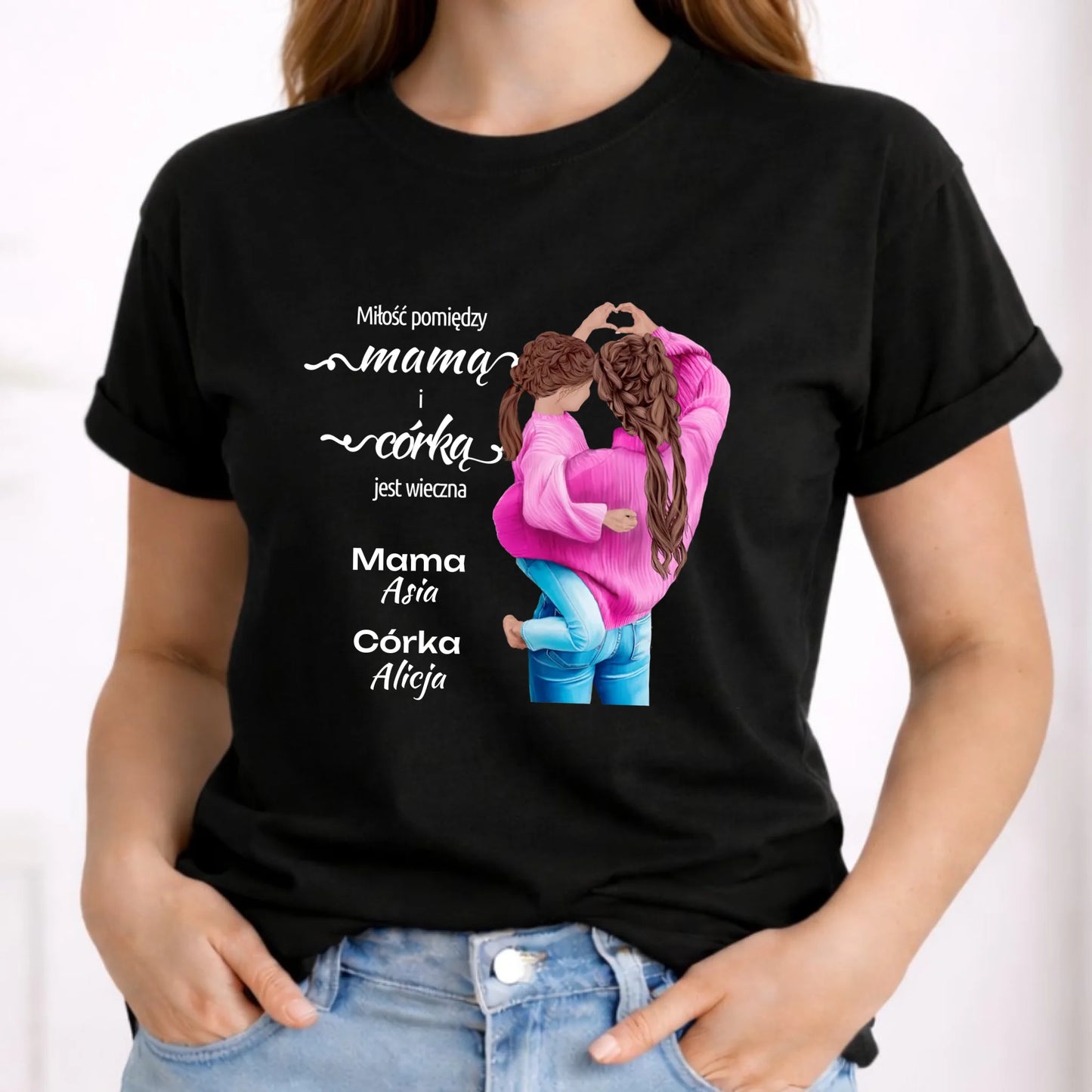 Koszulka damska dla mamy - Mama z córką - personalizowana DM38 - StoryCups.pl