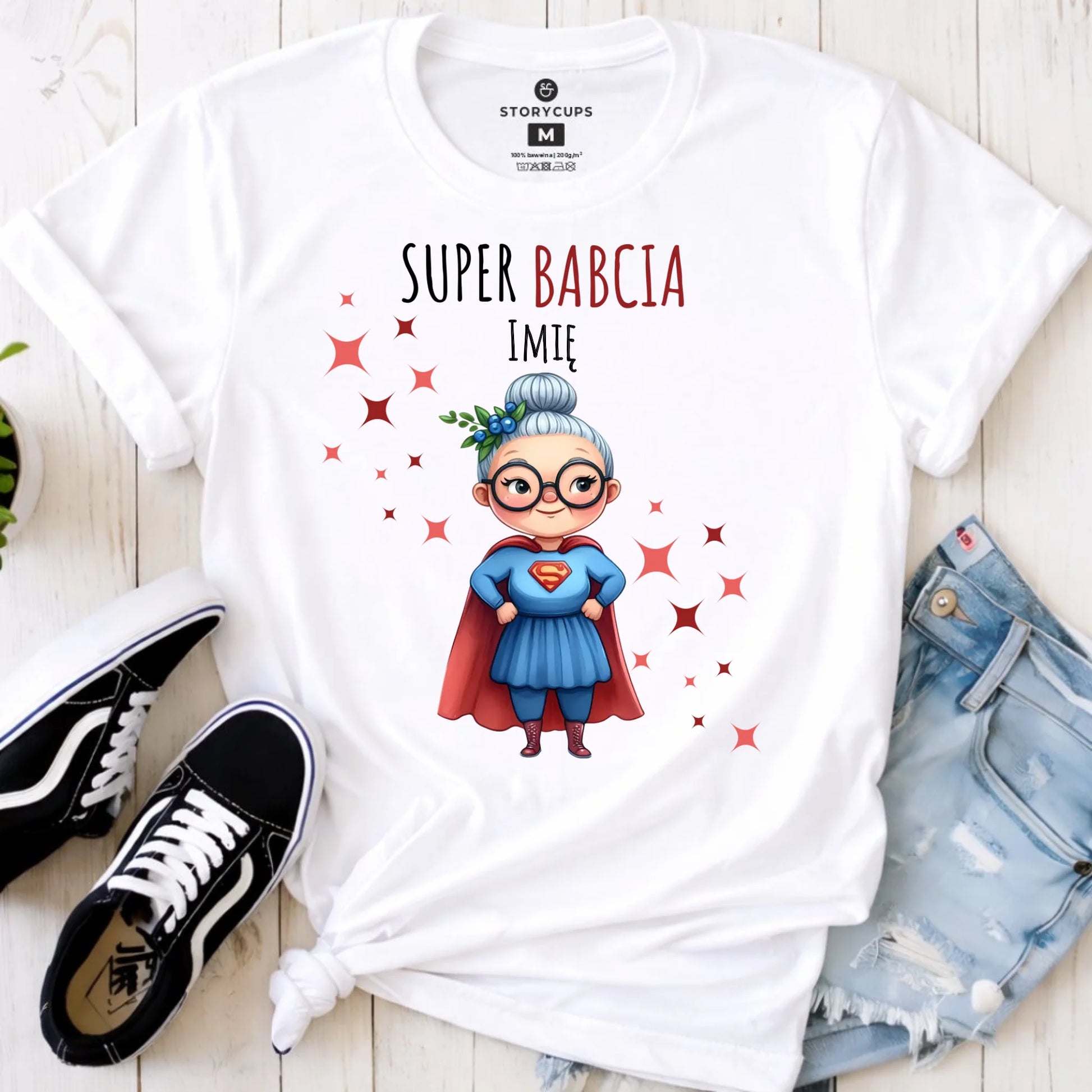 Koszulka dla babci - Super Babcia - personalizowana B02 - StoryCups.pl